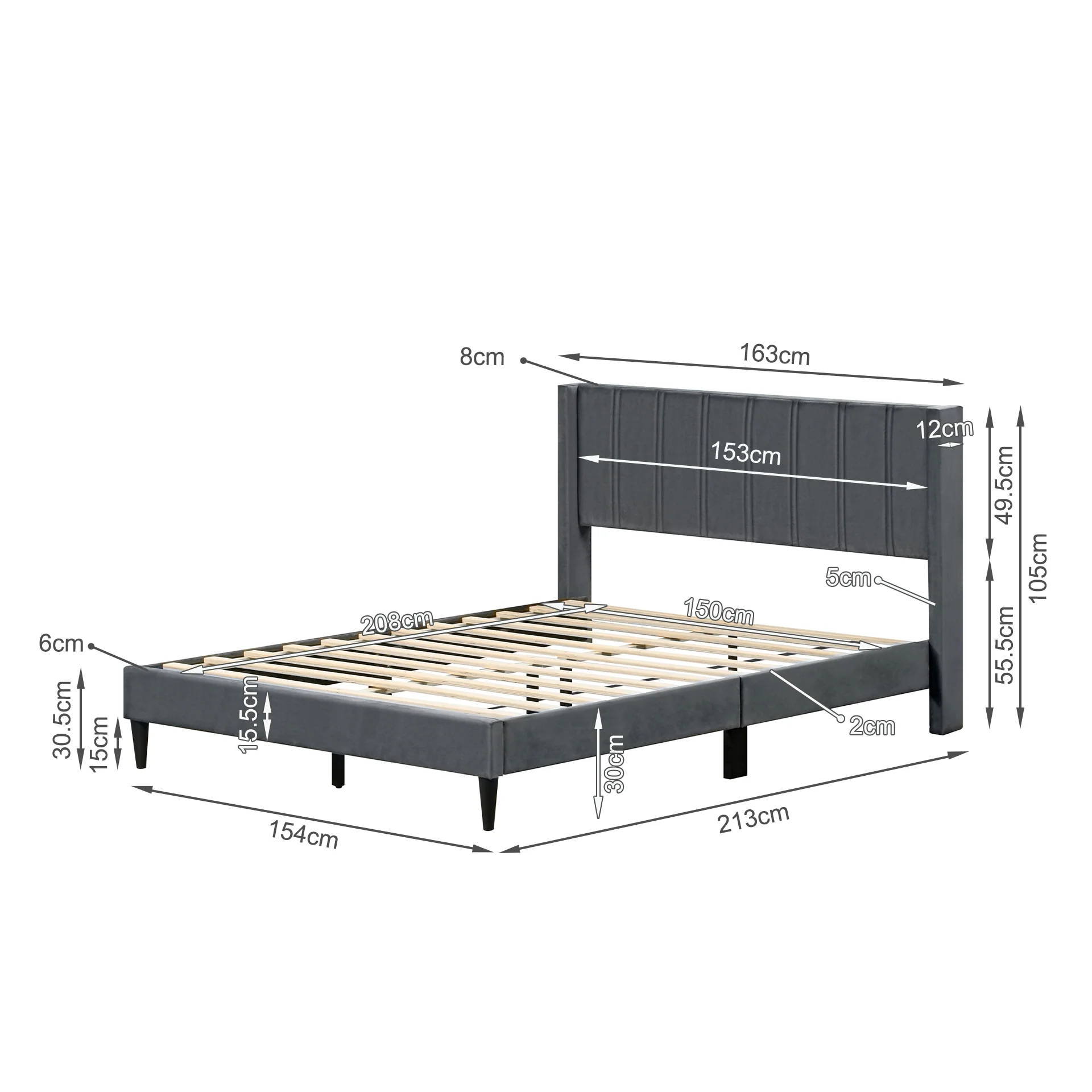 Rowen Queen Bed Frame - Charcoal - Image 13