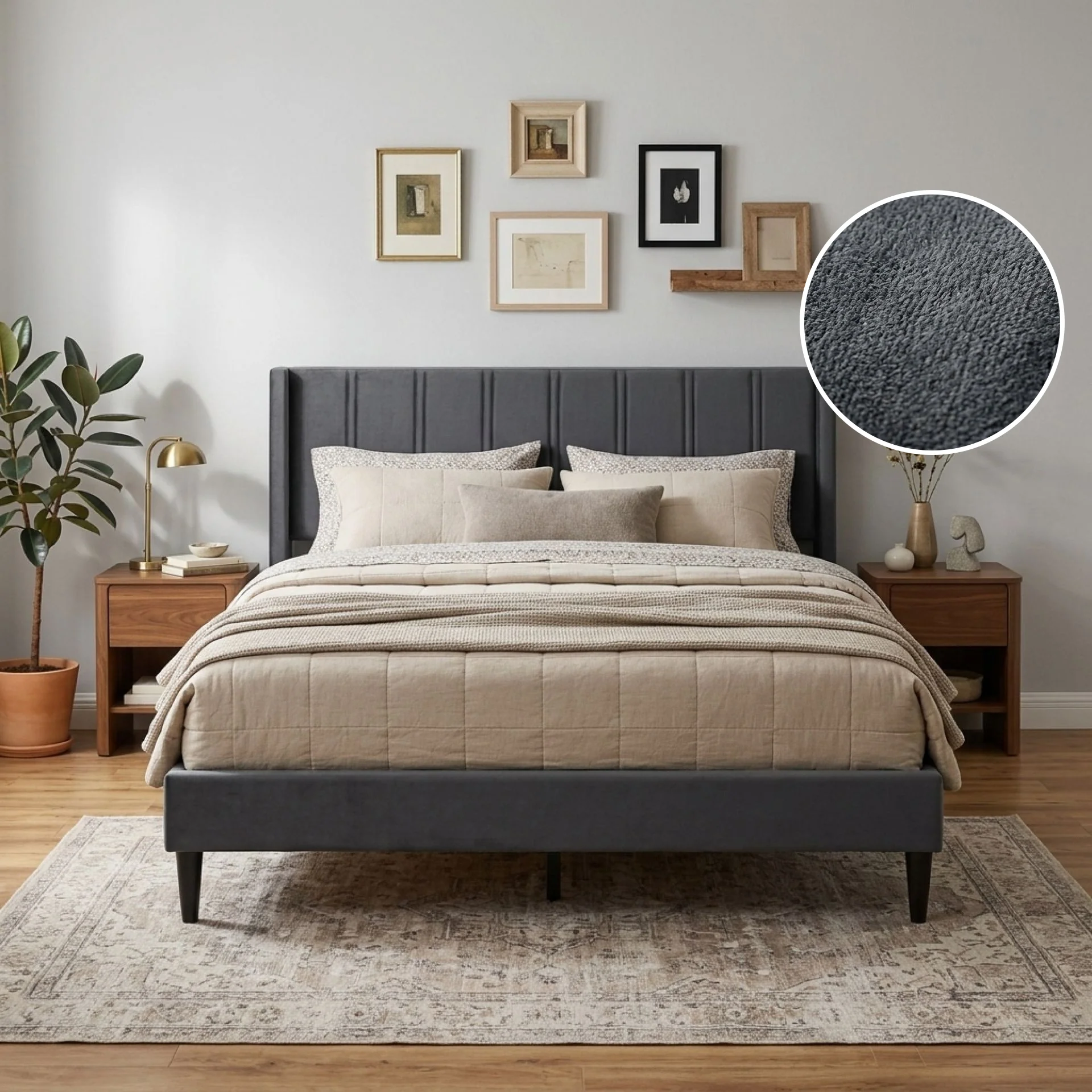Rowen Queen Bed Frame - Charcoal - Image 2