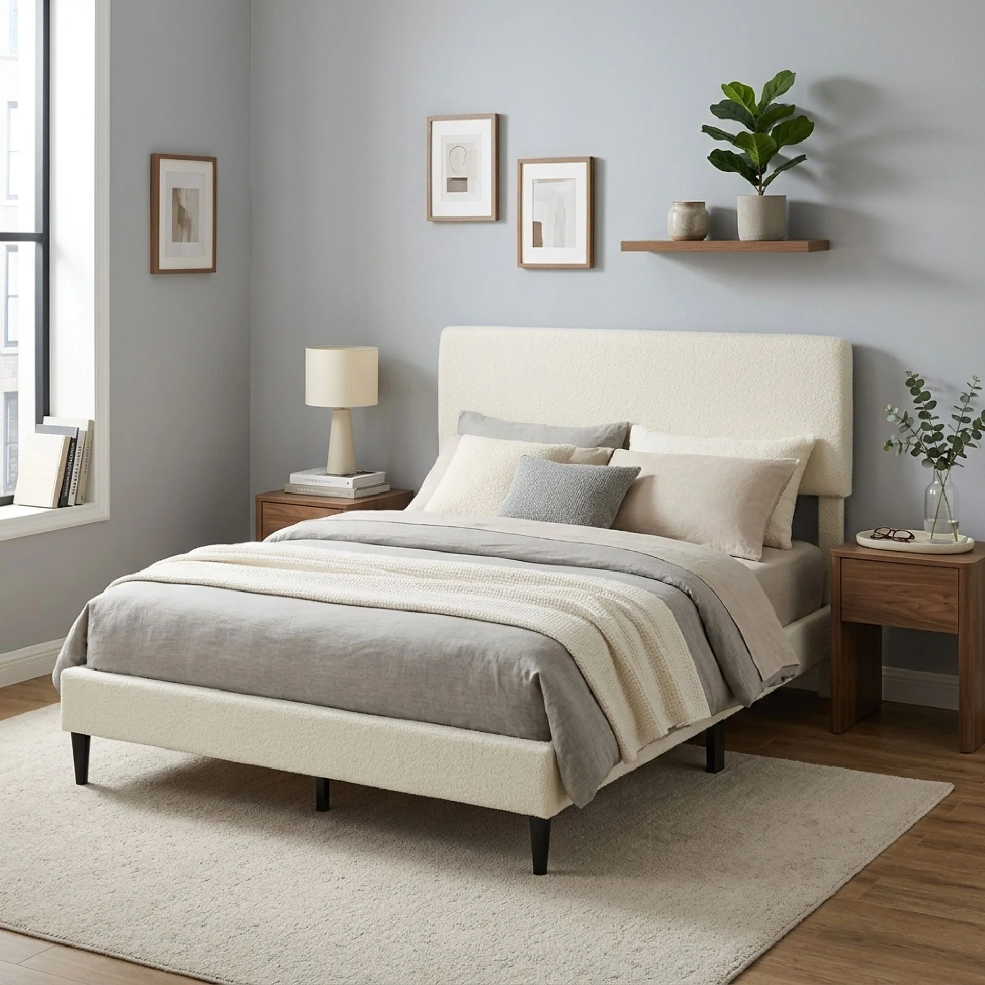 Lumen Double Bed Frame - Cream