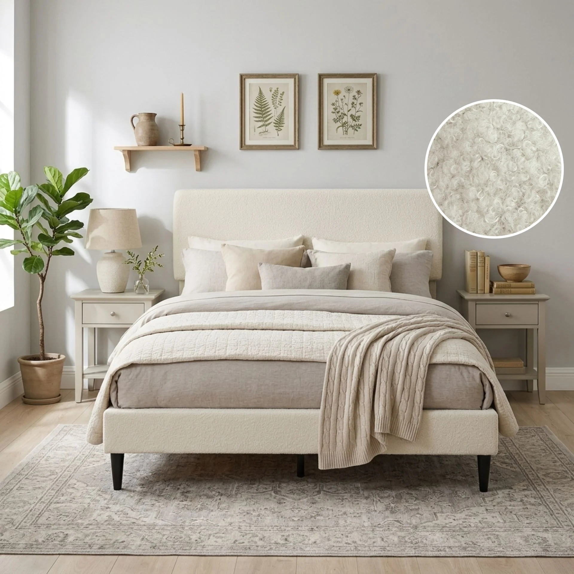 Lumen Double Bed Frame - Cream - Image 2