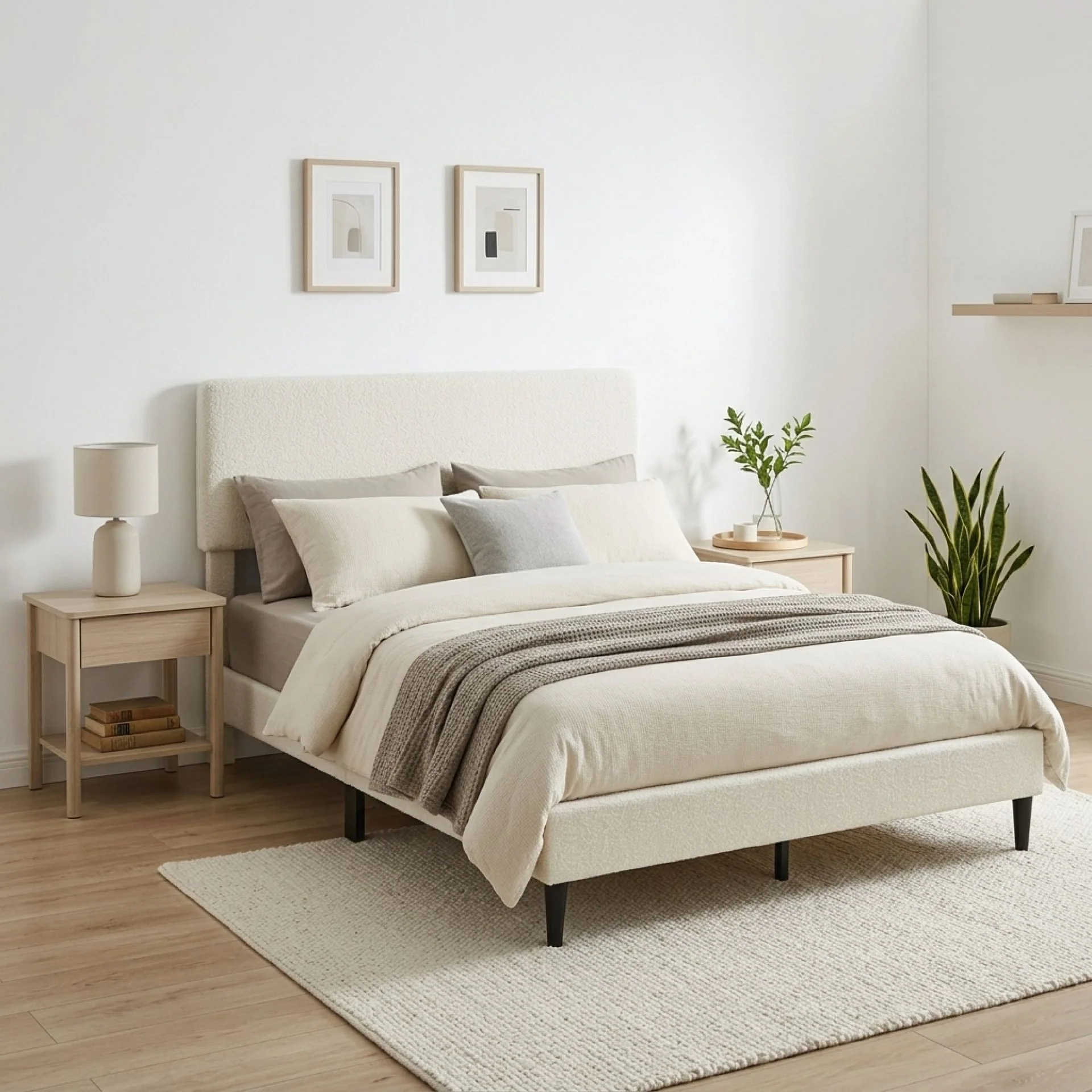 Lumen Double Bed Frame - Cream - Image 3