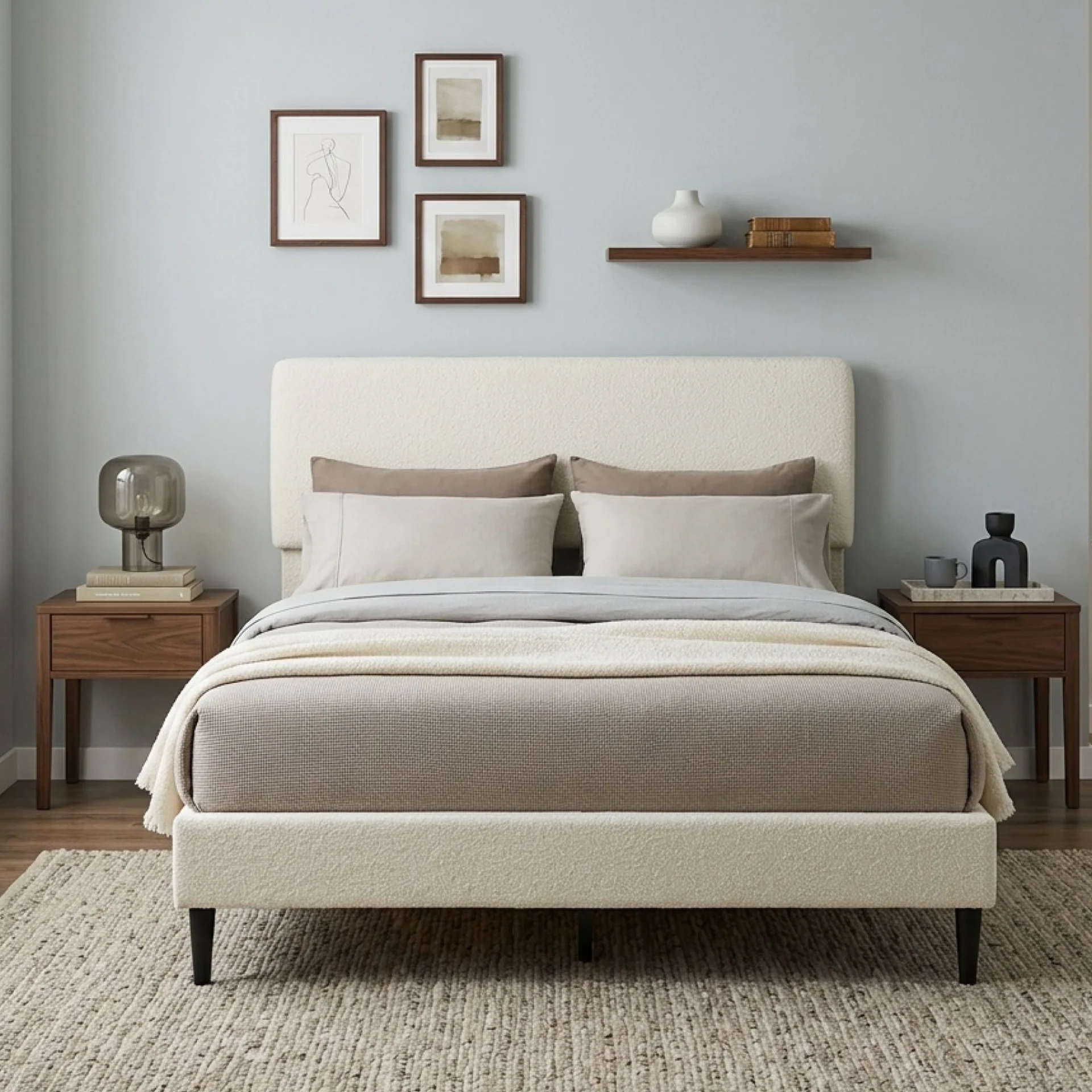 Lumen Double Bed Frame - Cream - Image 5