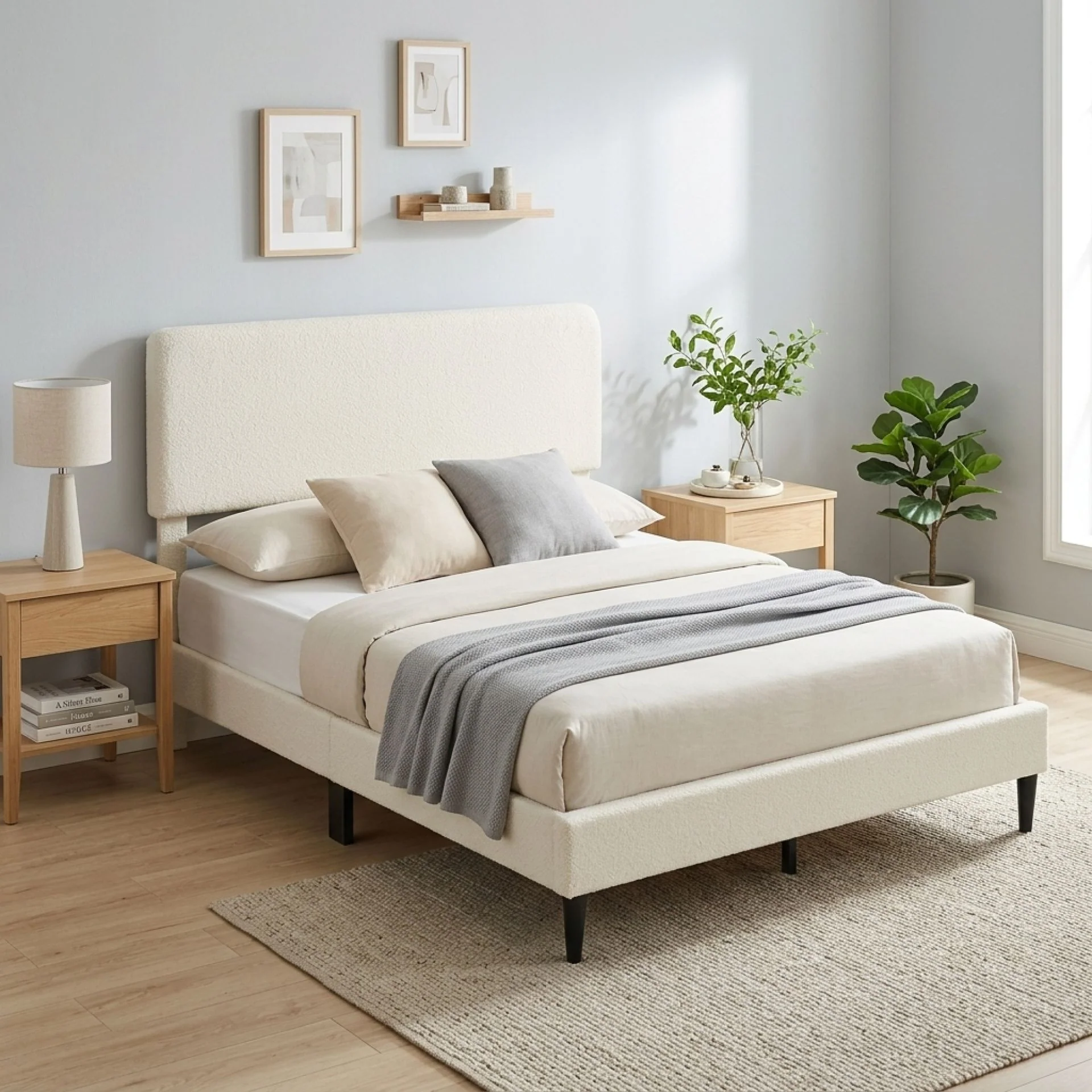 Lumen Double Bed Frame - Cream - Image 6