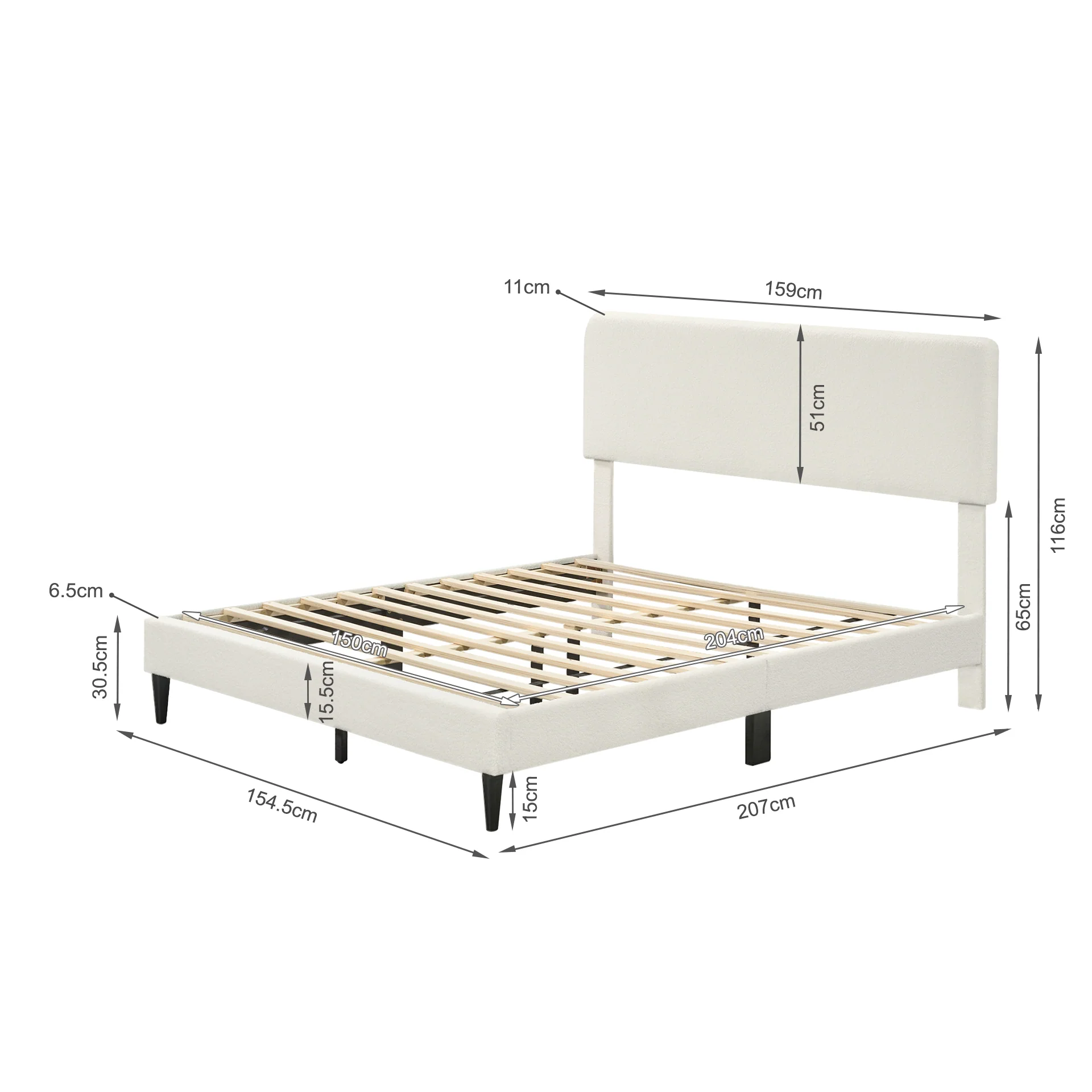 Lumen Queen Bed Frame - Cream - Image 13