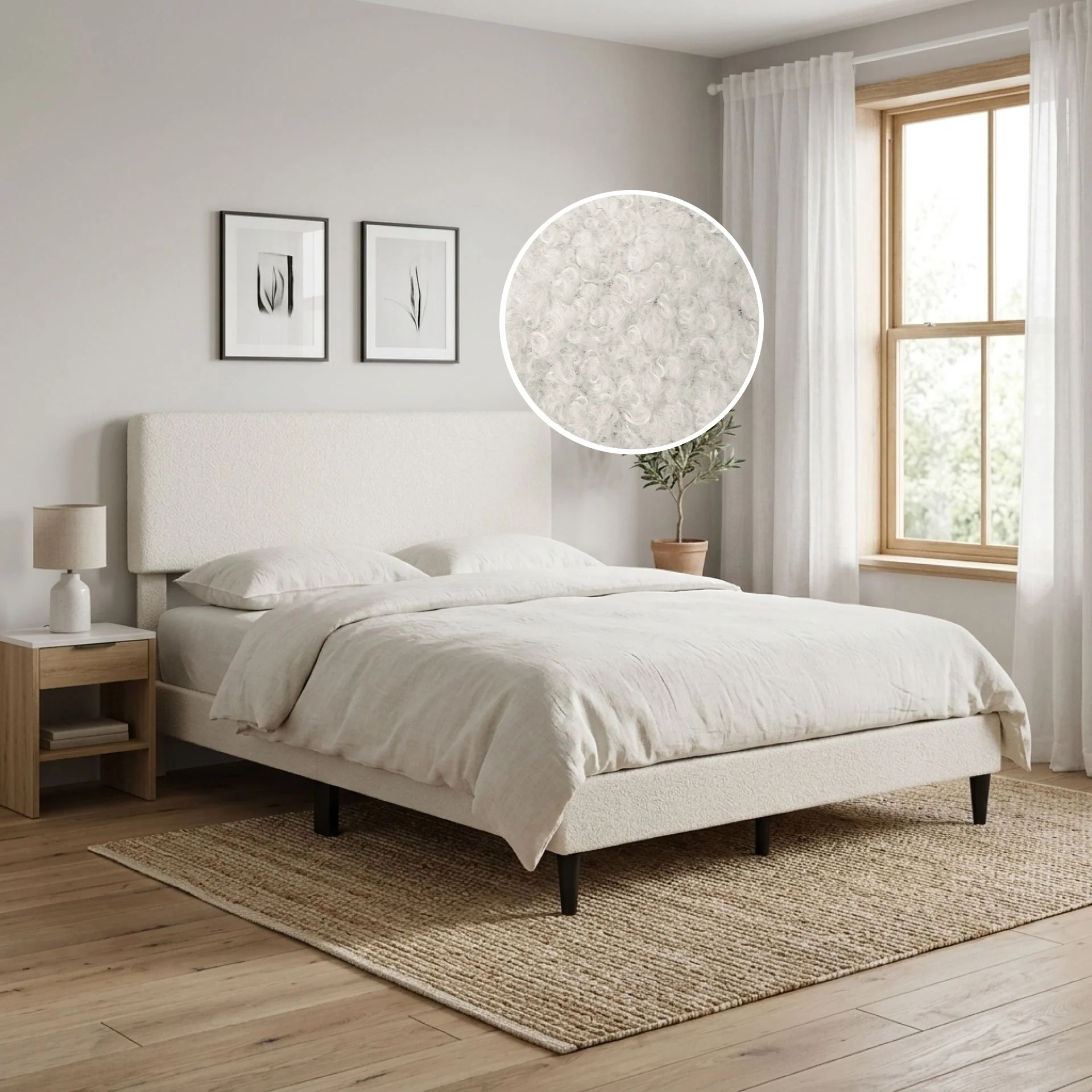 Lumen Queen Bed Frame - Cream - Image 2