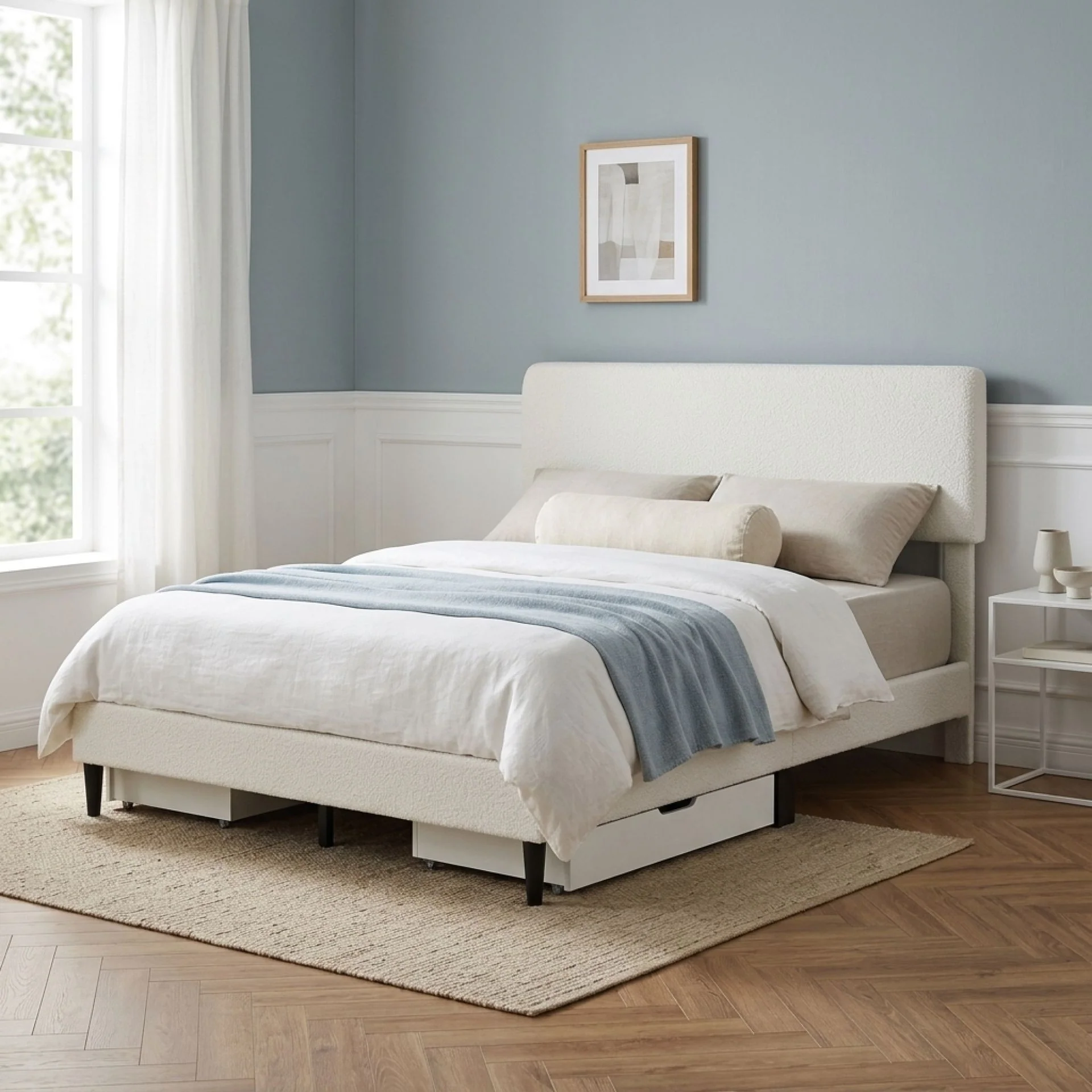 Lumen Queen Bed Frame - Cream - Image 5