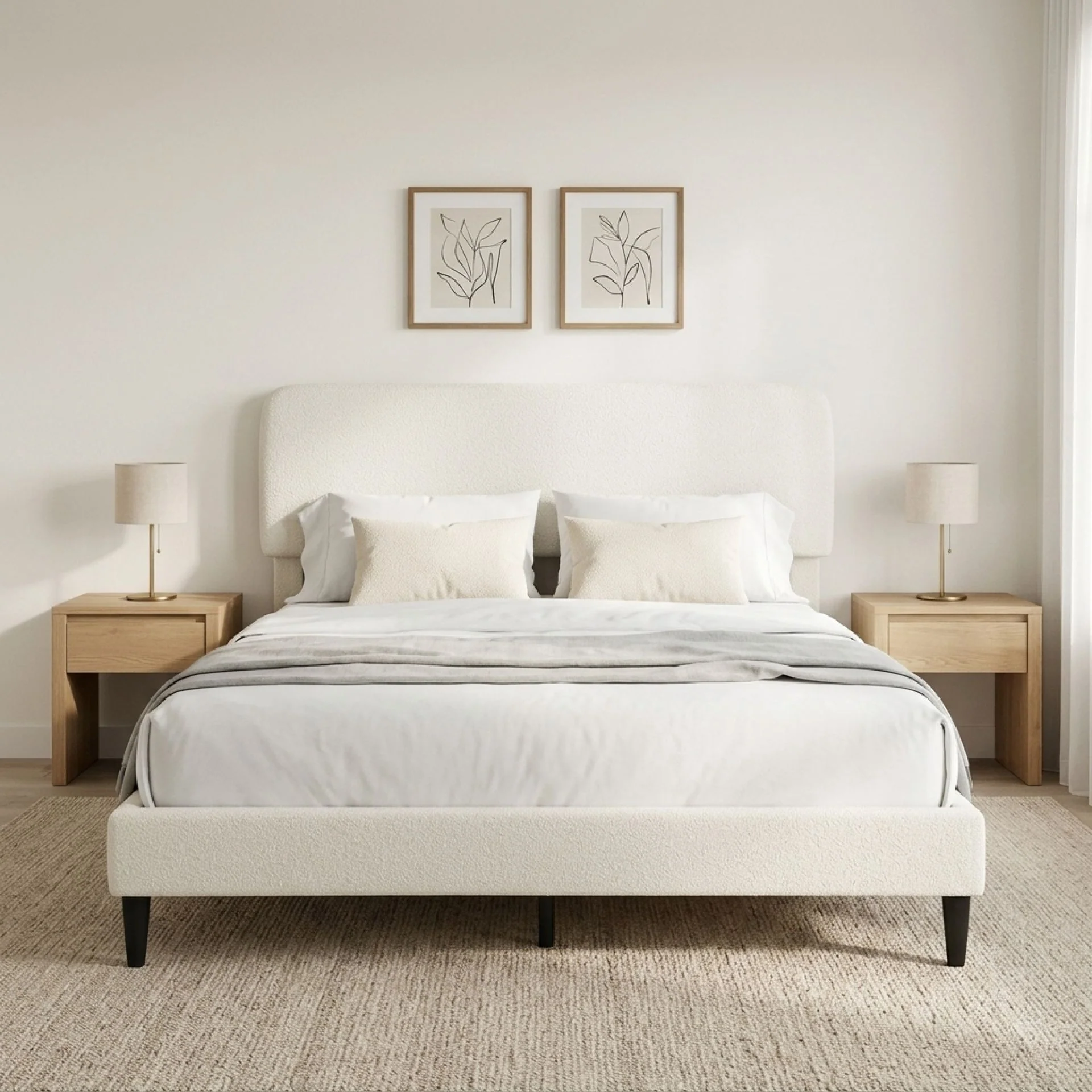 Lumen Queen Bed Frame - Cream - Image 6