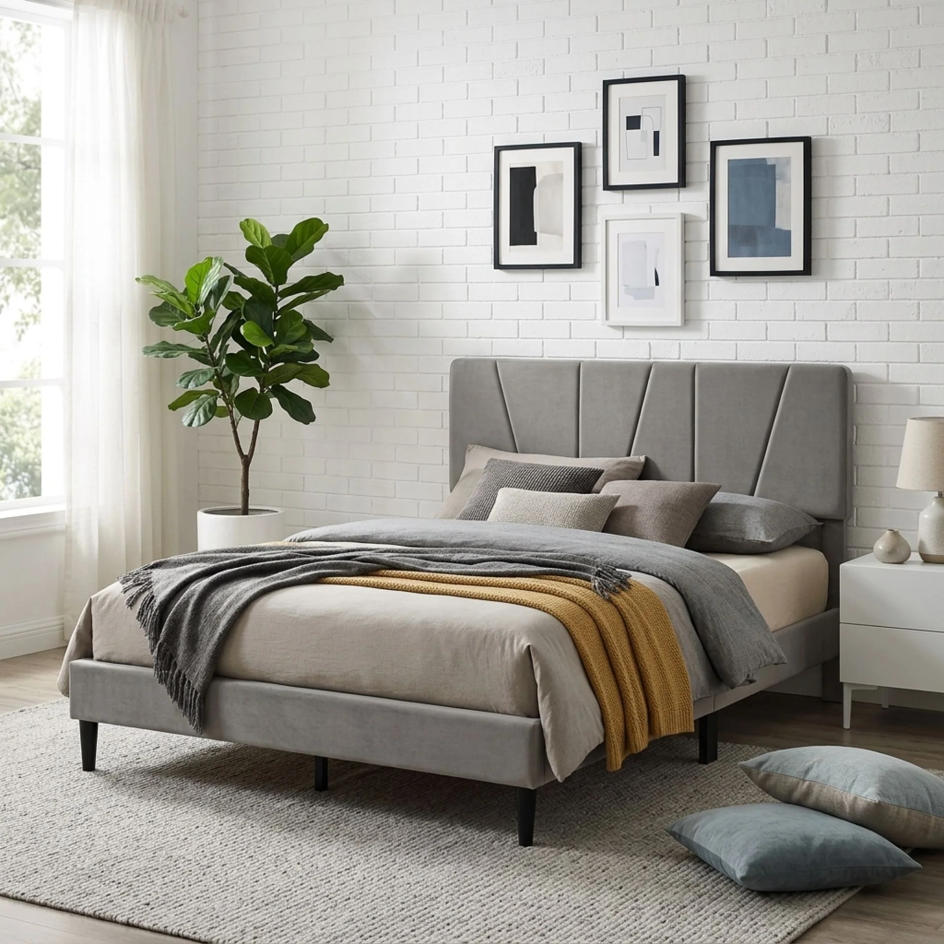 Sable Double Bed Frame - Grey