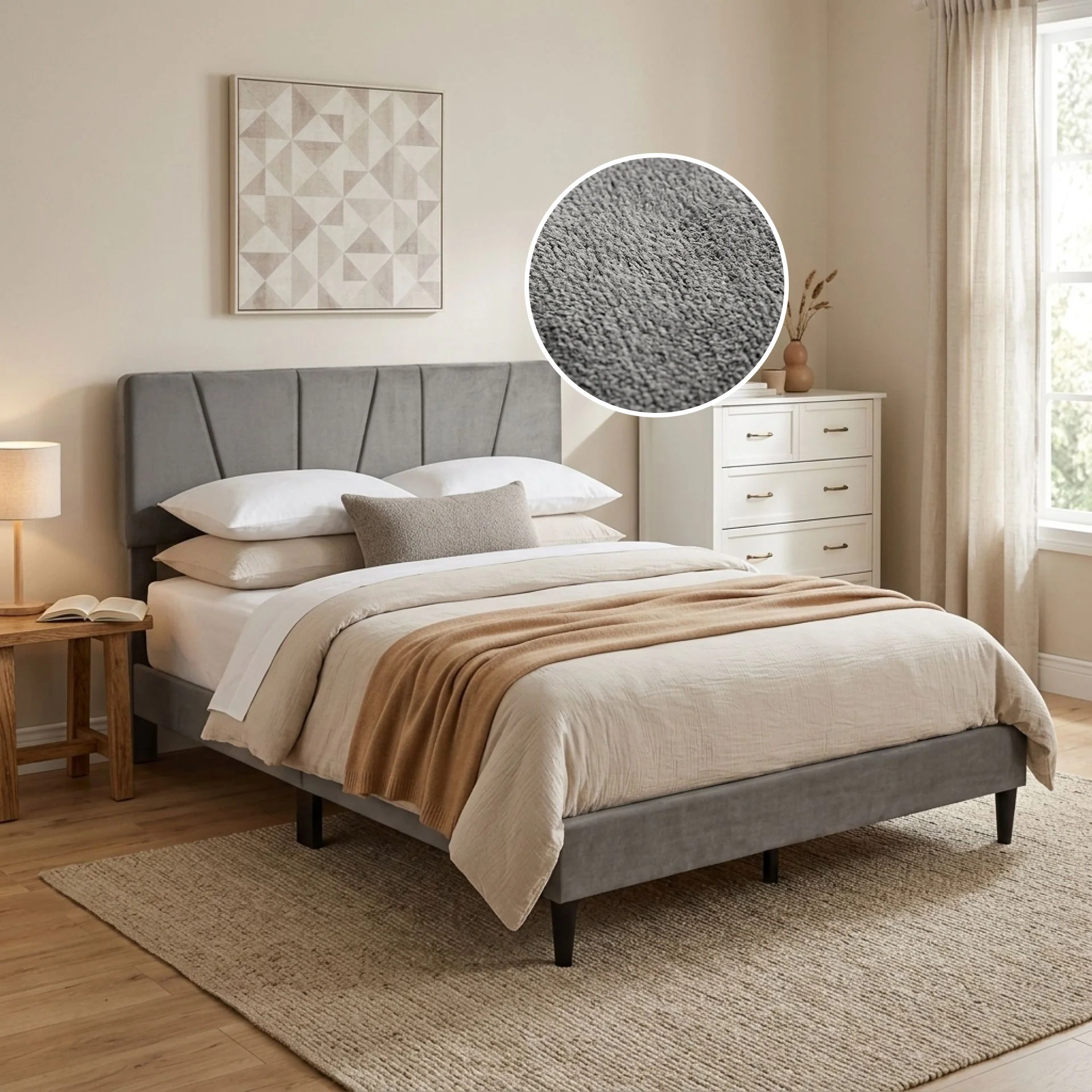 Sable Double Bed Frame - Grey - Image 2
