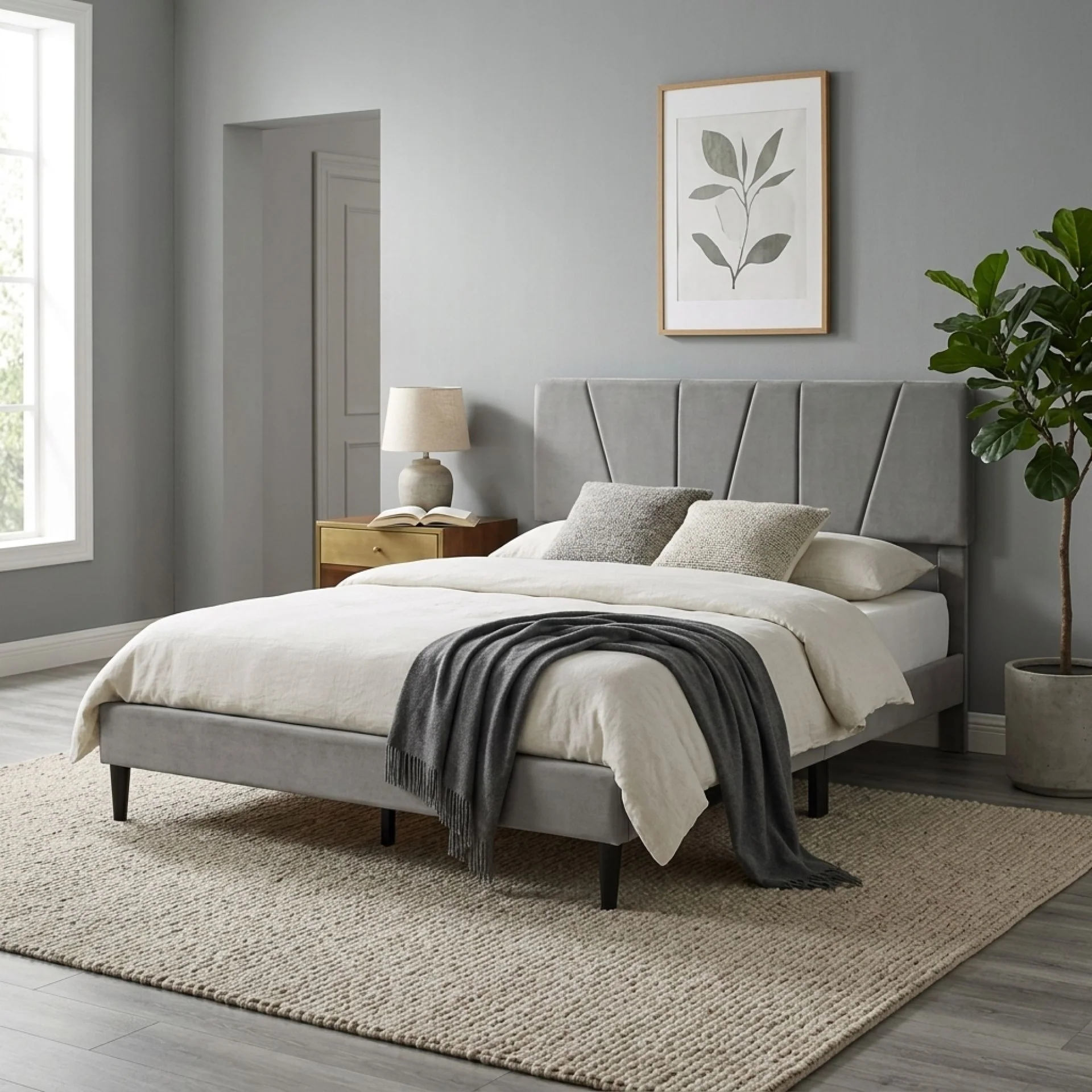 Sable Queen Bed Frame - Grey