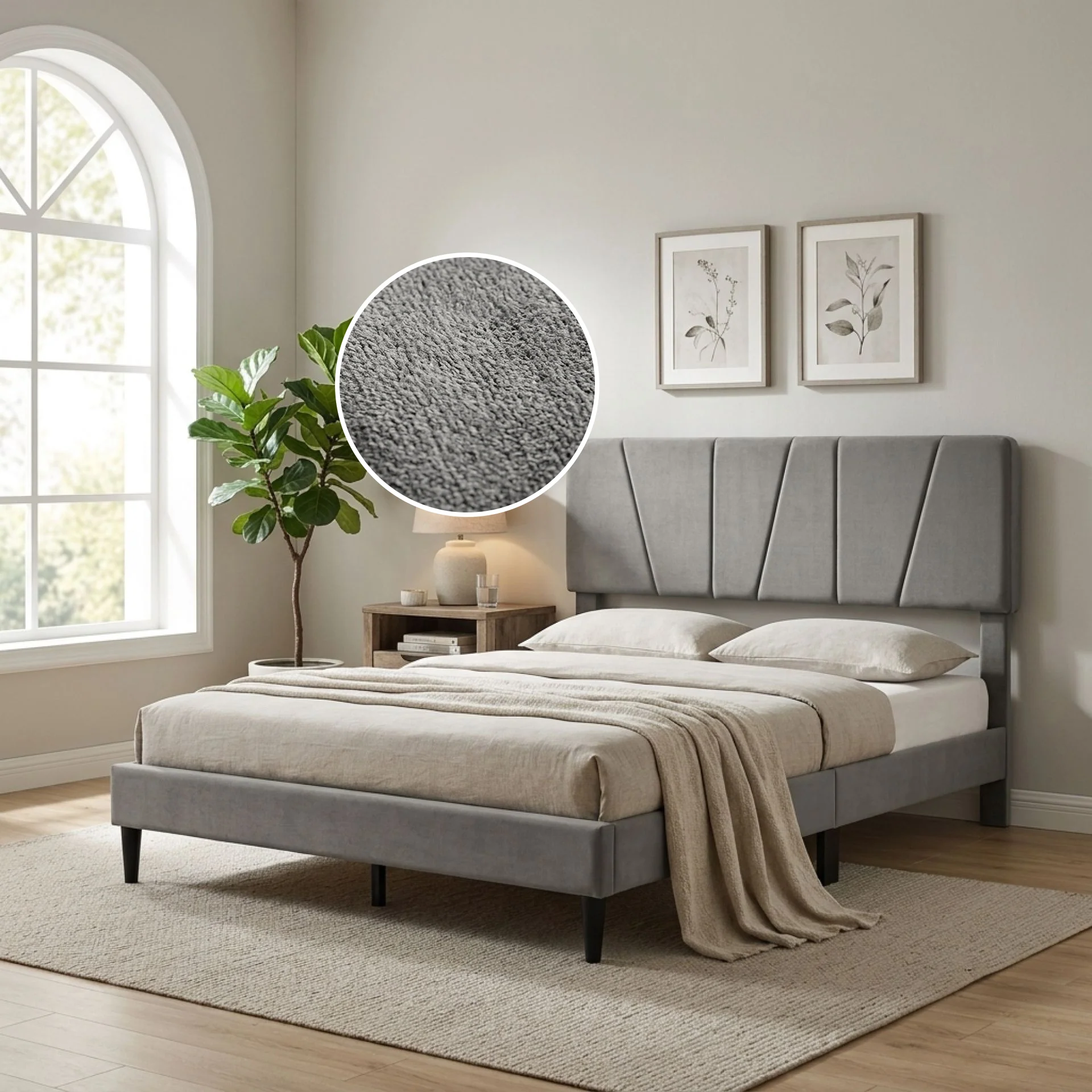 Sable Queen Bed Frame - Grey - Image 2