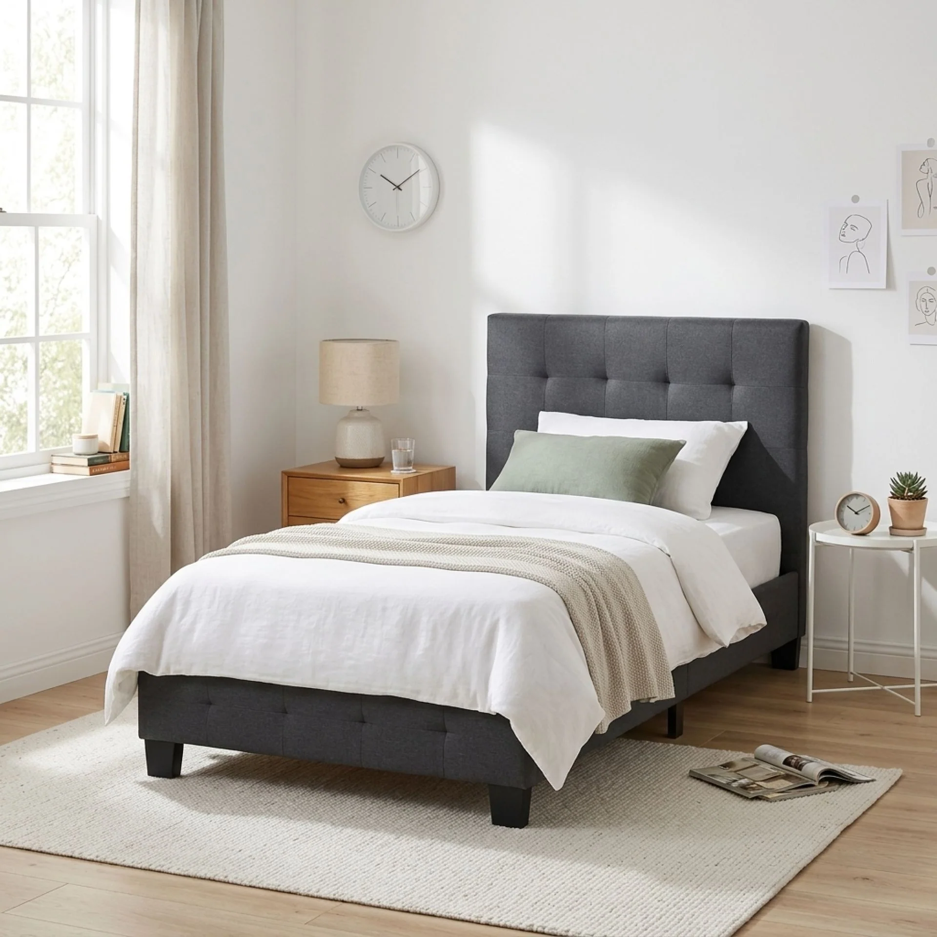 Ridge Single Bed Frame - Dark Grey