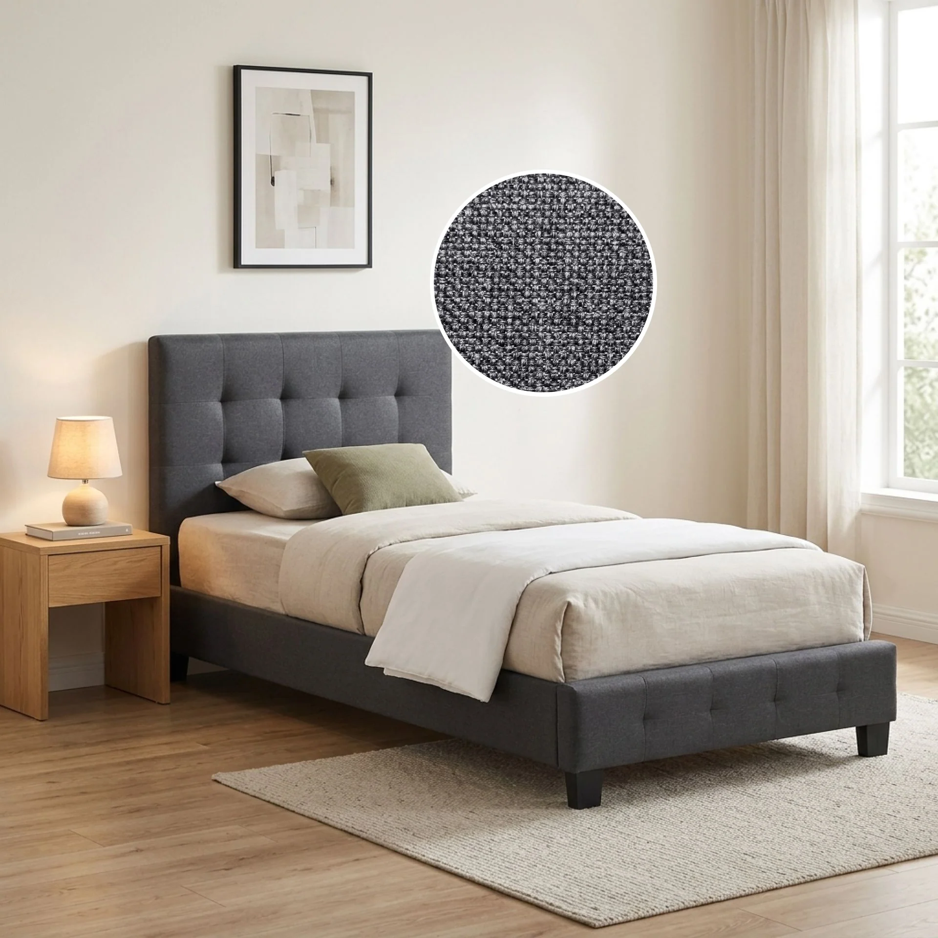Ridge Single Bed Frame - Dark Grey - Image 2
