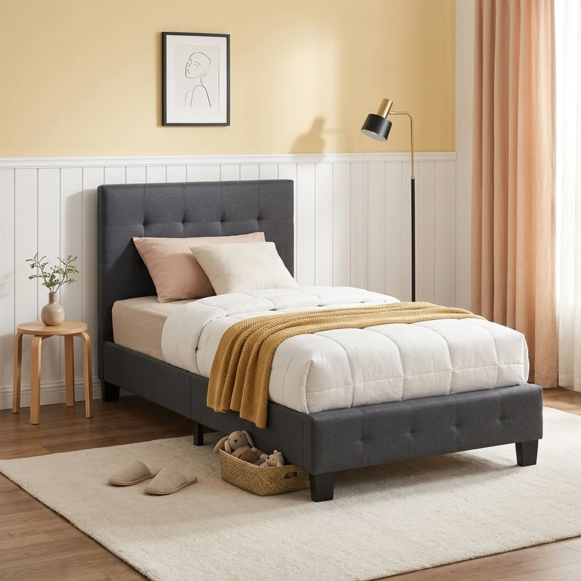 Ridge Single Bed Frame - Dark Grey - Image 3