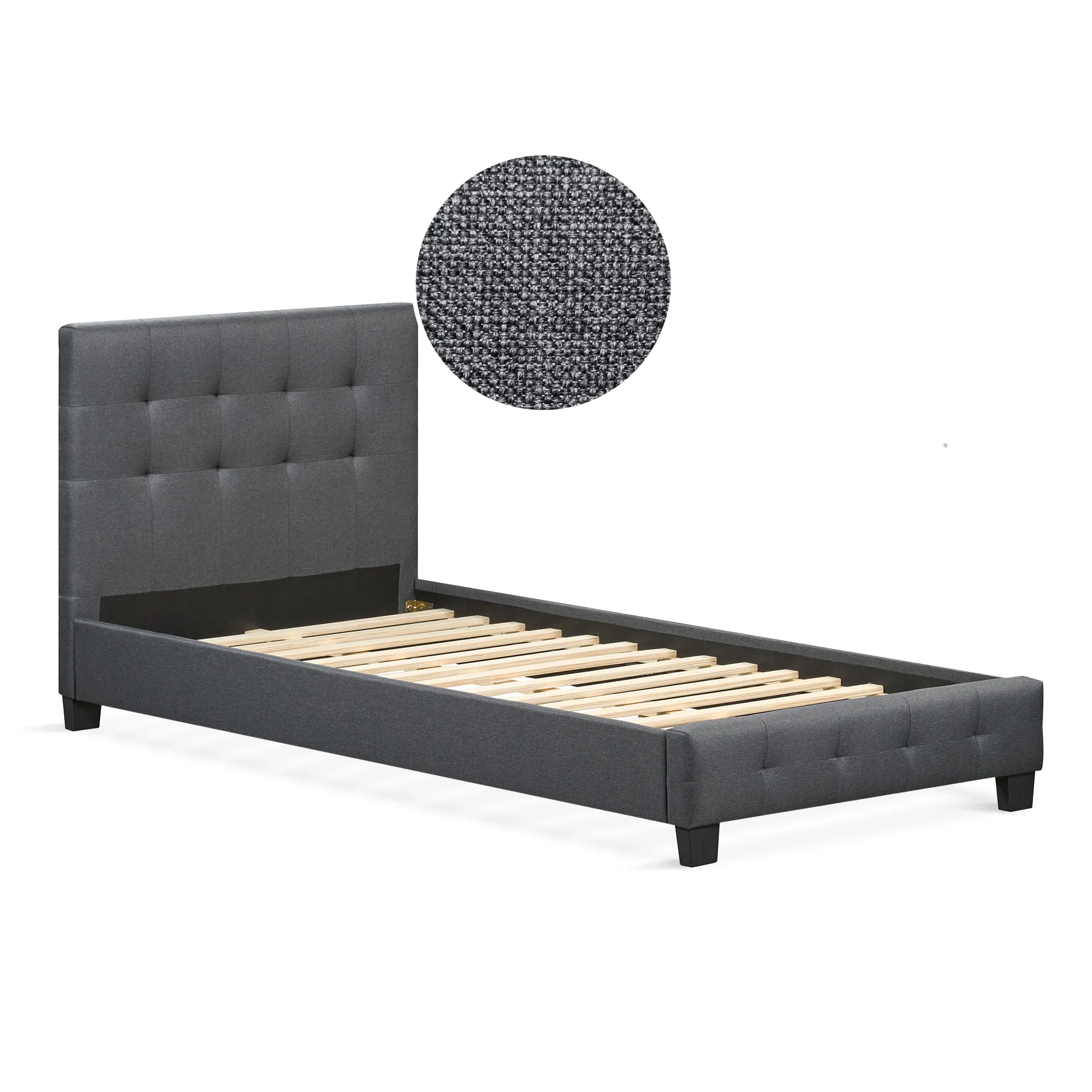 Ridge Single Bed Frame - Dark Grey - Image 7