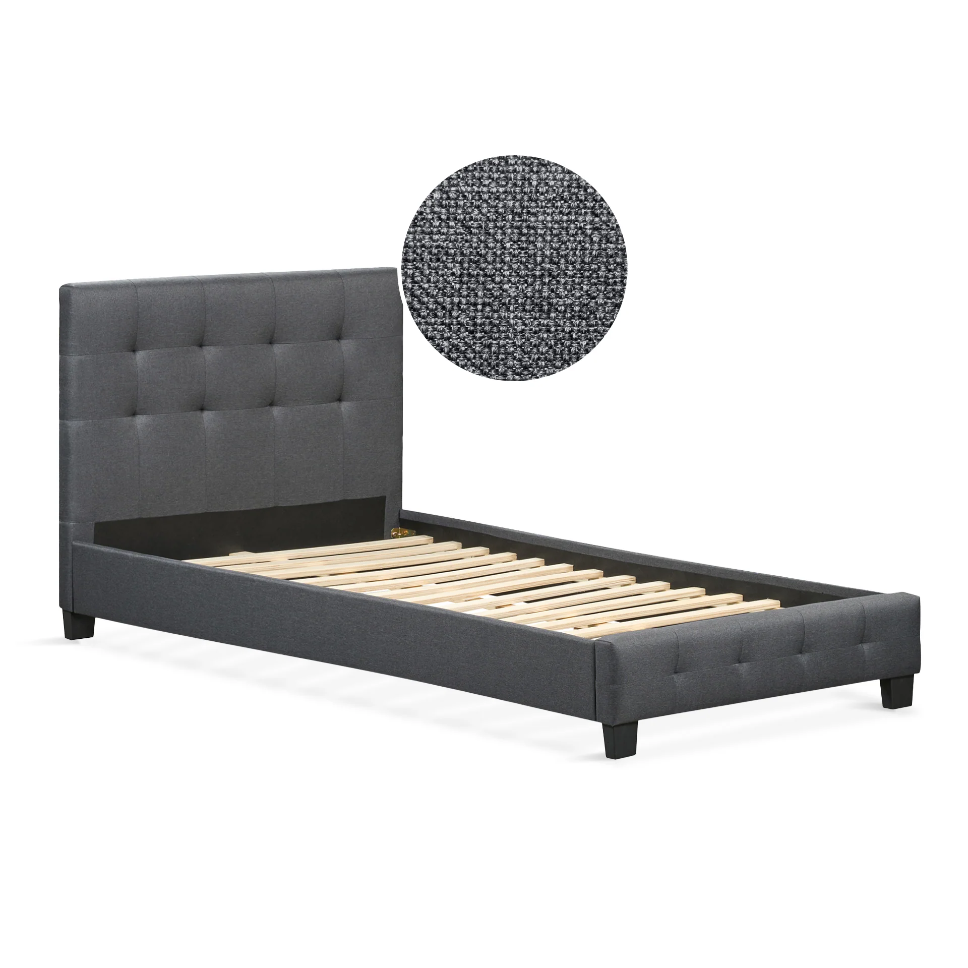 Ridge King Single Bed Frame - Dark Grey - Image 9