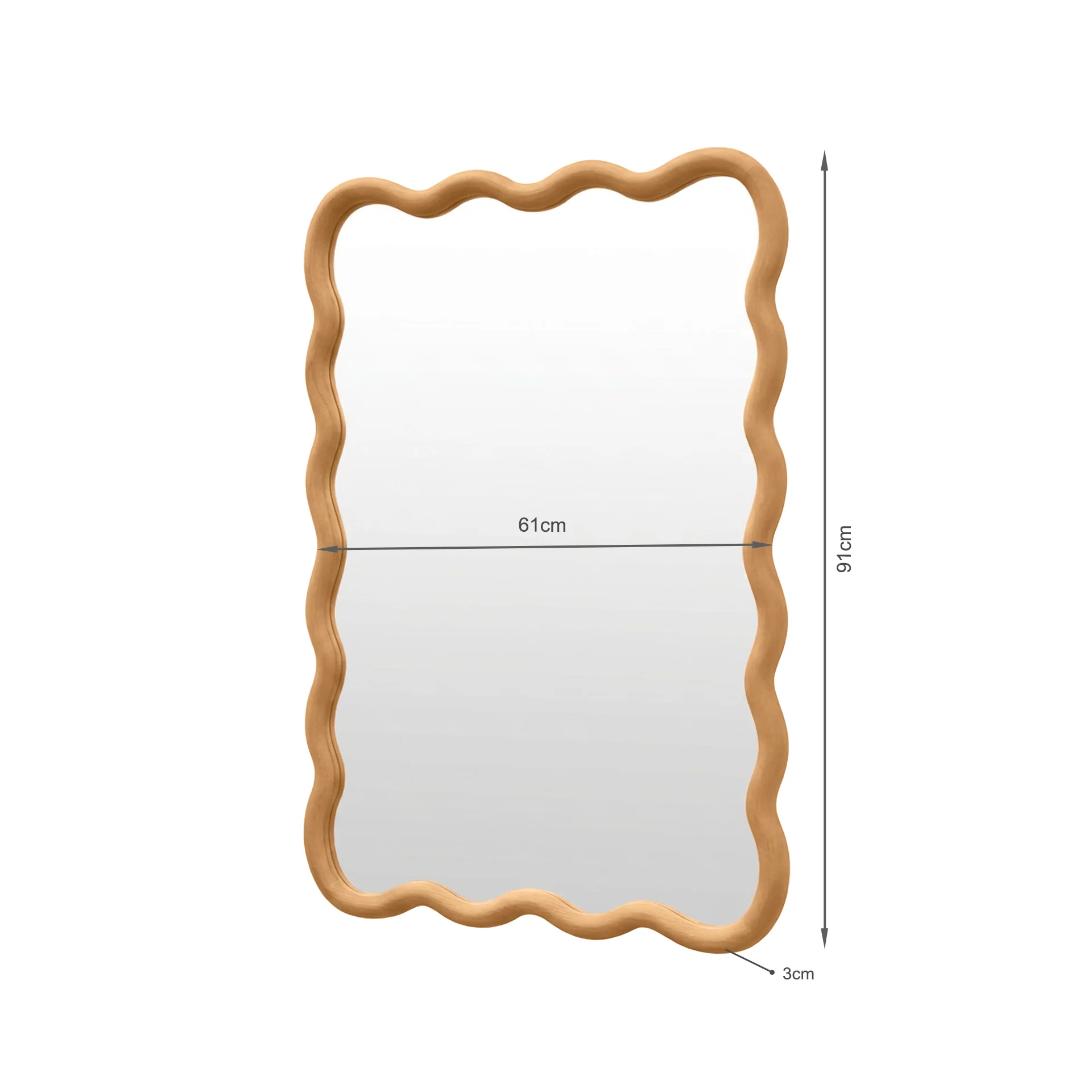 Ripple Wavy Wooden Wall Mirror 91CM - Warm Walnut - Image 34