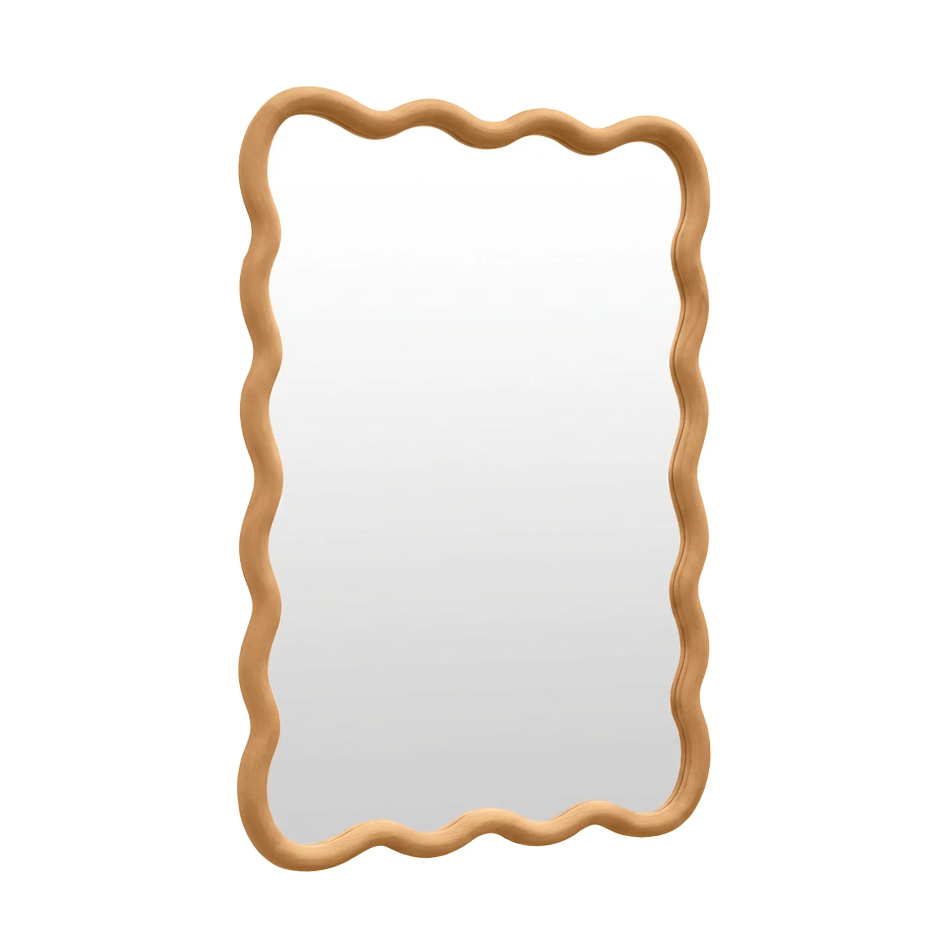 Ripple Wavy Wooden Wall Mirror 91CM - Warm Walnut - Image 9