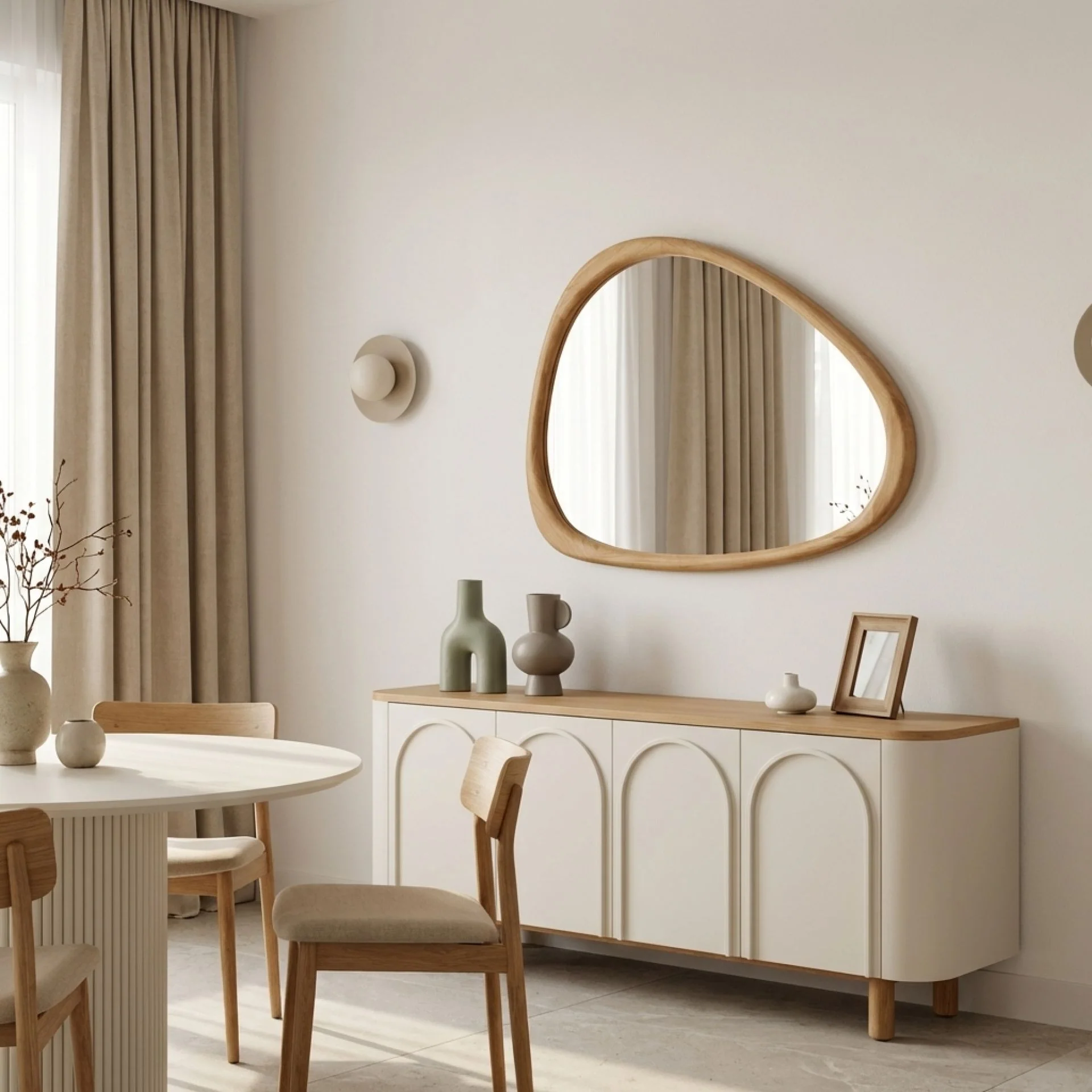 Noma Pebble Wall Mirror 93CM - Warm Walnut - Image 4