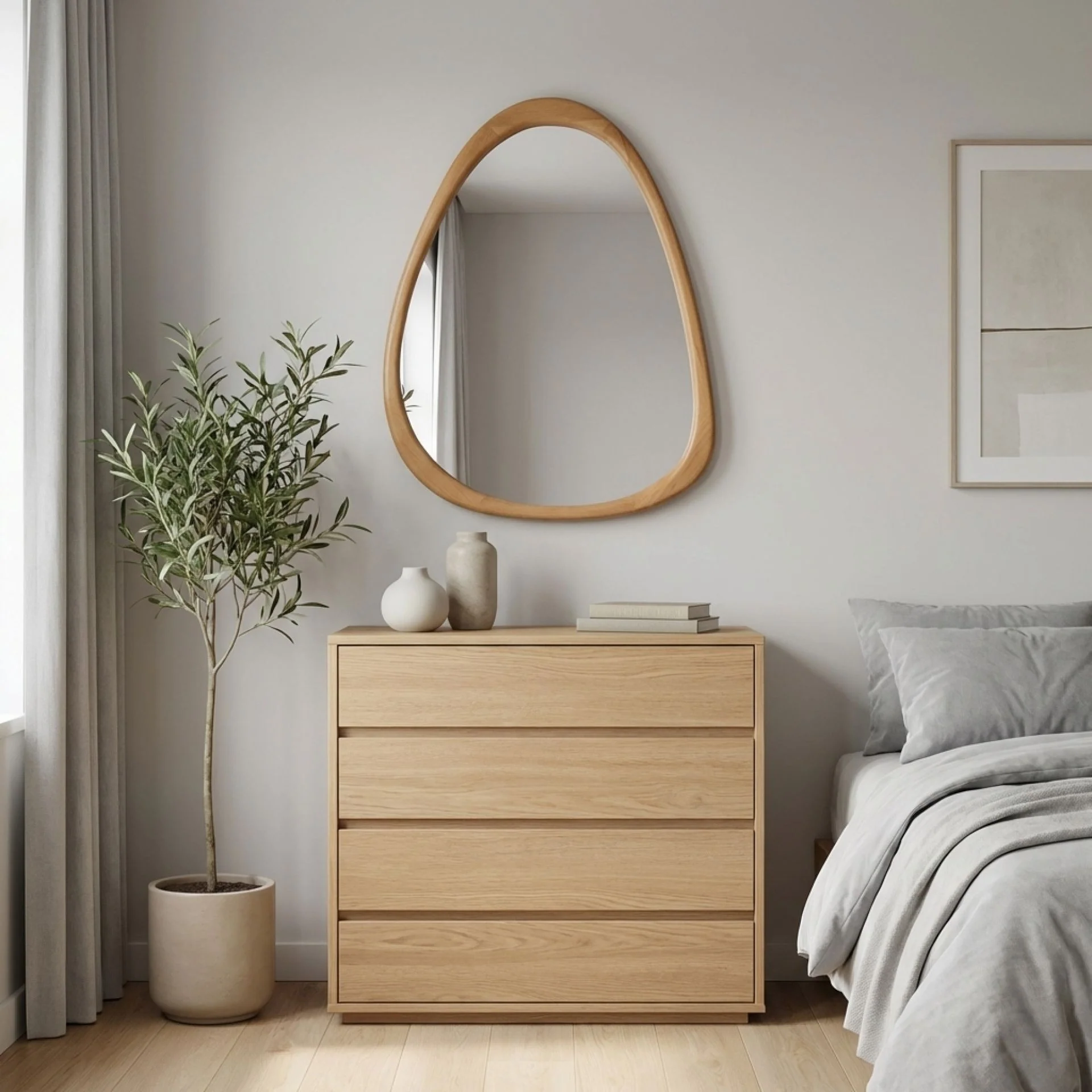 Noma Pebble Wall Mirror 93CM - Warm Walnut - Image 5