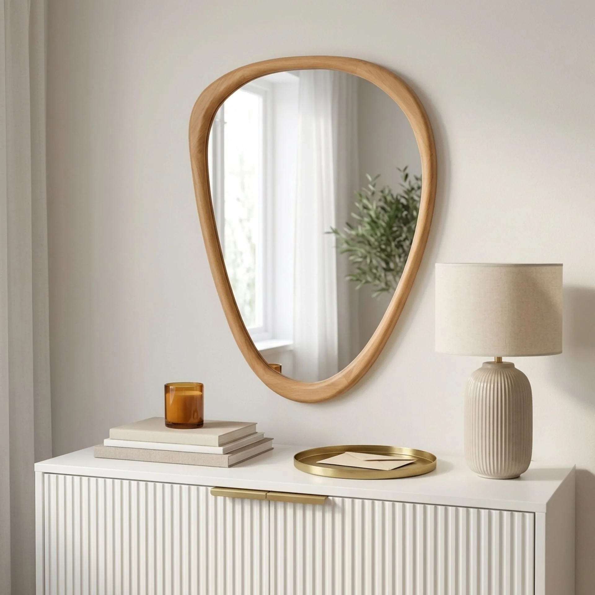 Noma Pebble Wall Mirror 93CM - Warm Walnut - Image 6