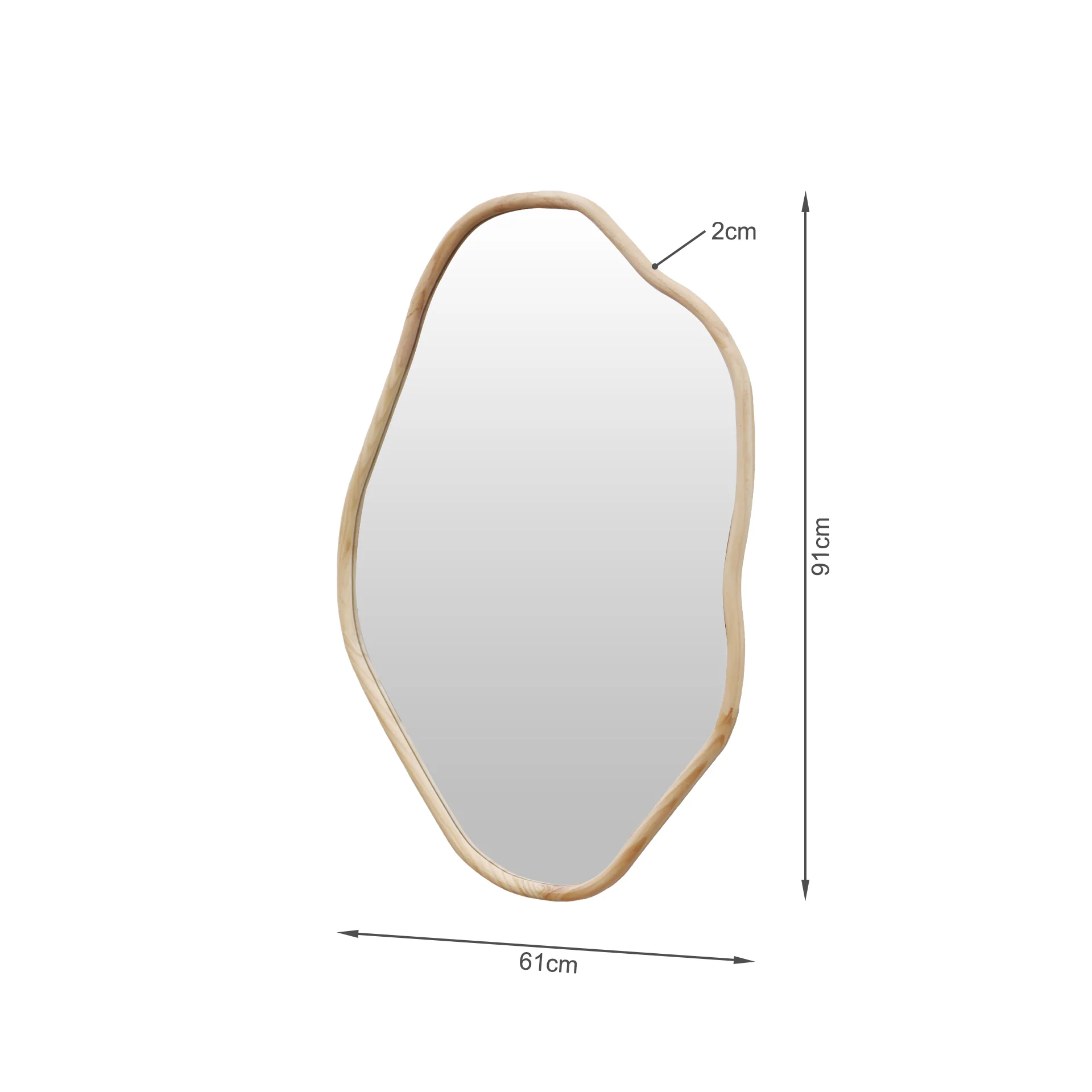 Moro Freeform Wall Mirror 91CM - Light Wood - Image 14