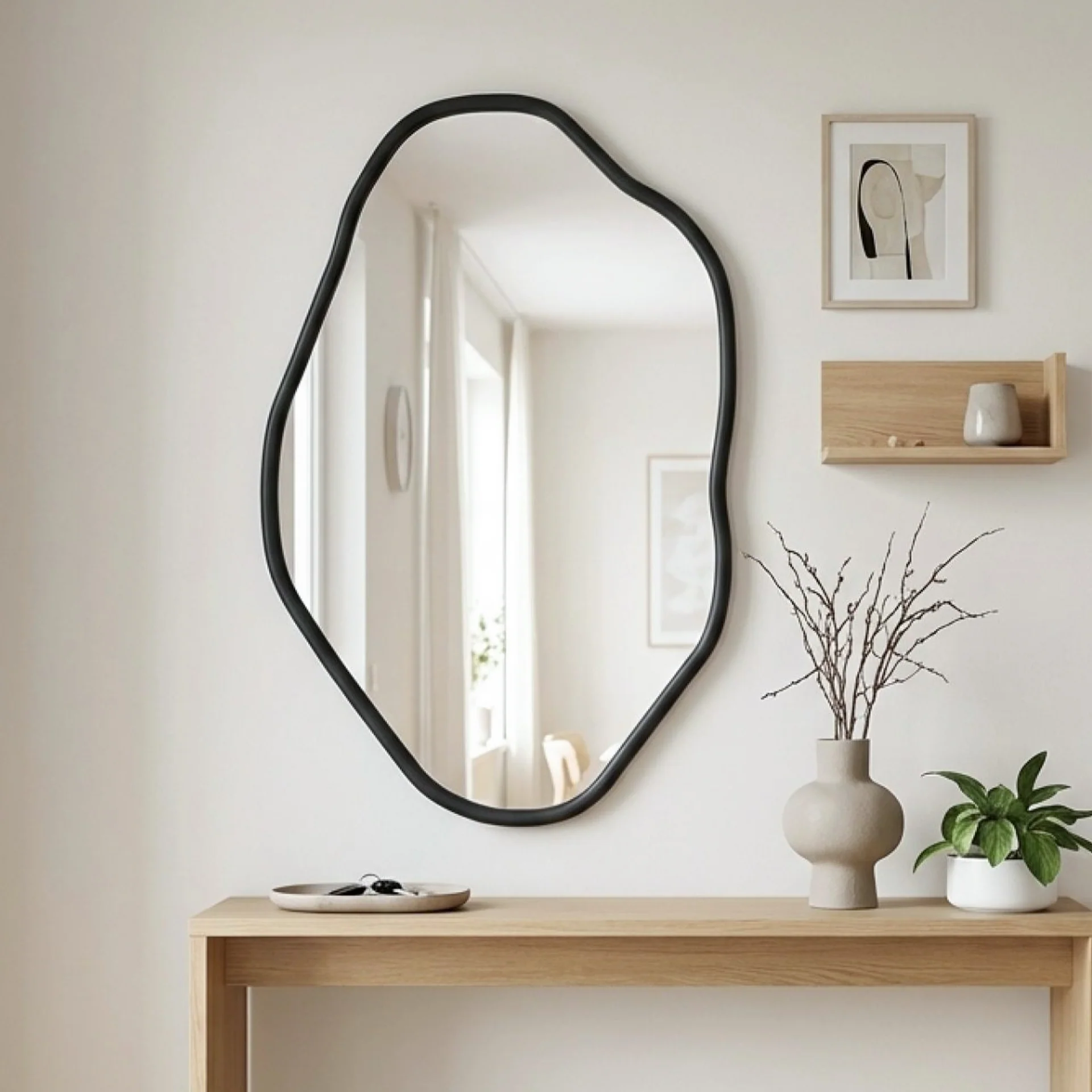 Moro Freeform Wall Mirror 91CM - Black - Image 5