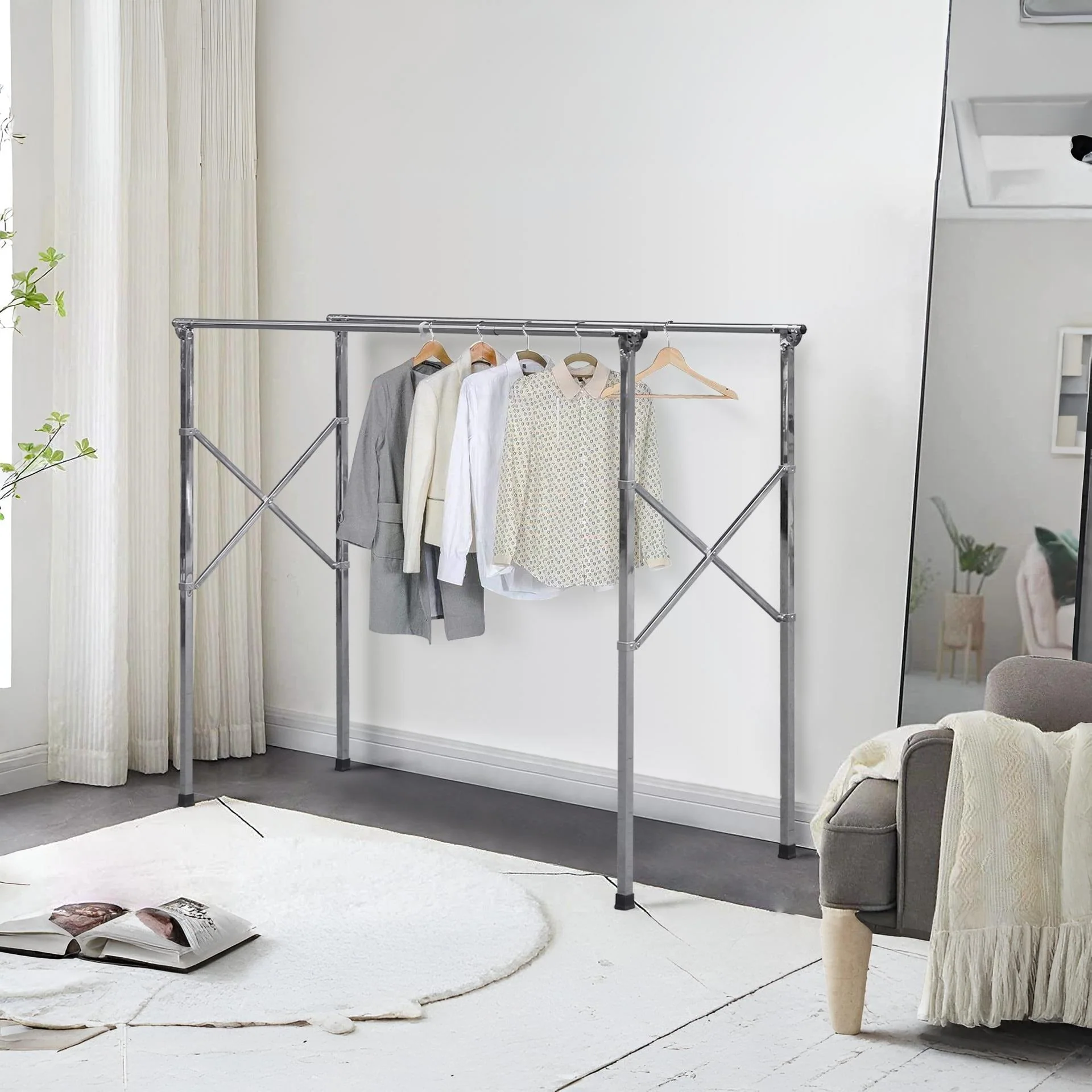 2m Foldable Stainless Steel Clothes Rack