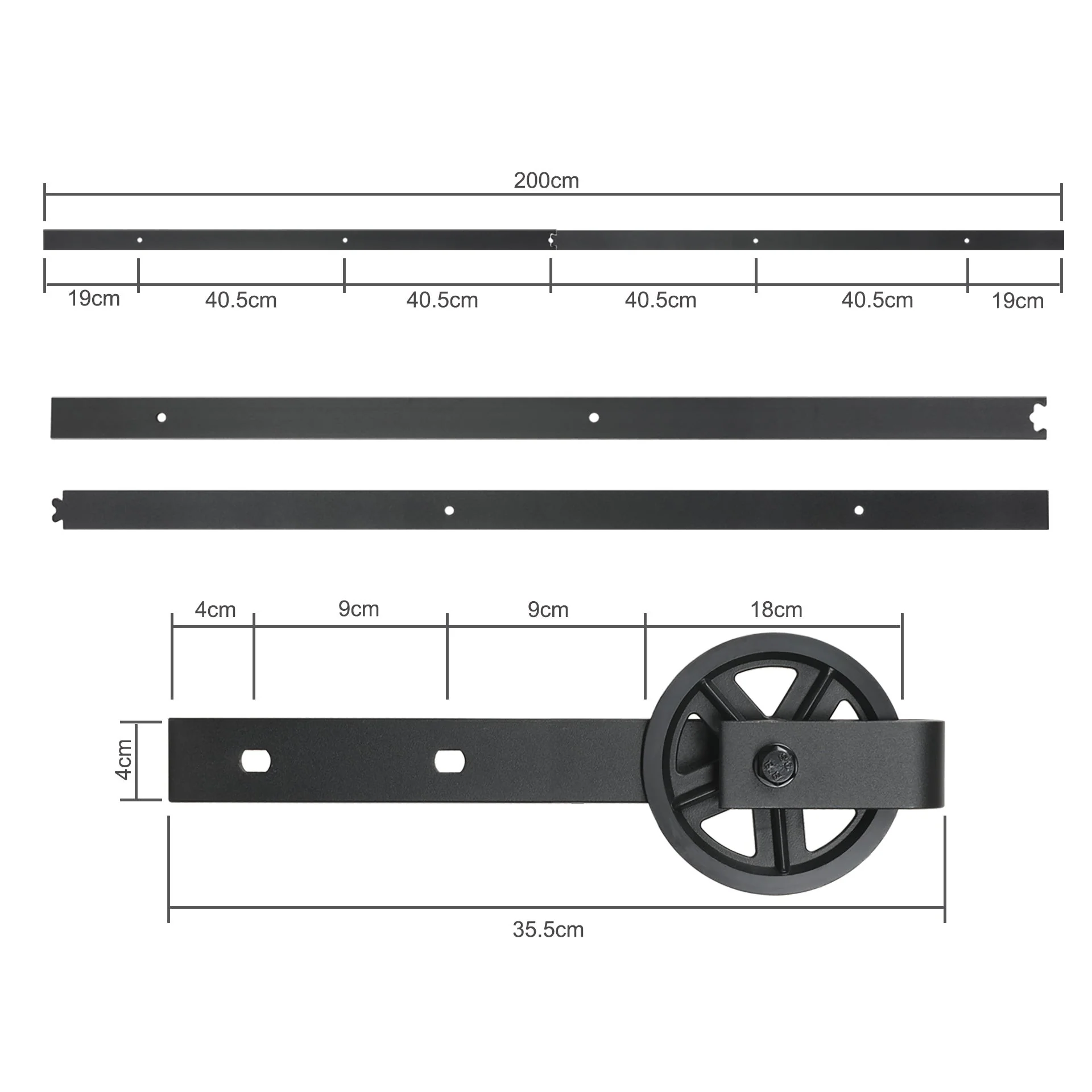 2m Sliding Barn Door Hardware Kit - Image 9