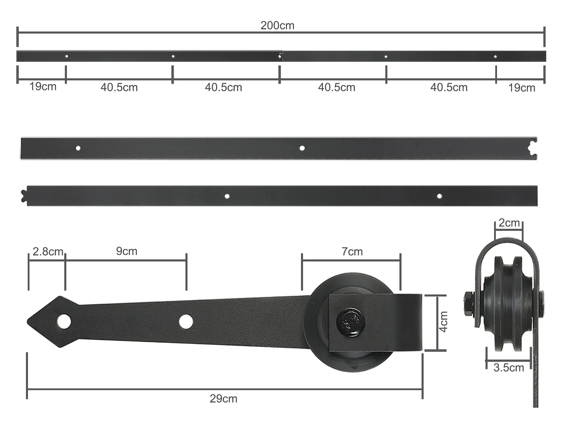 2m Sliding Door Barn Door Hardware Set - Image 9