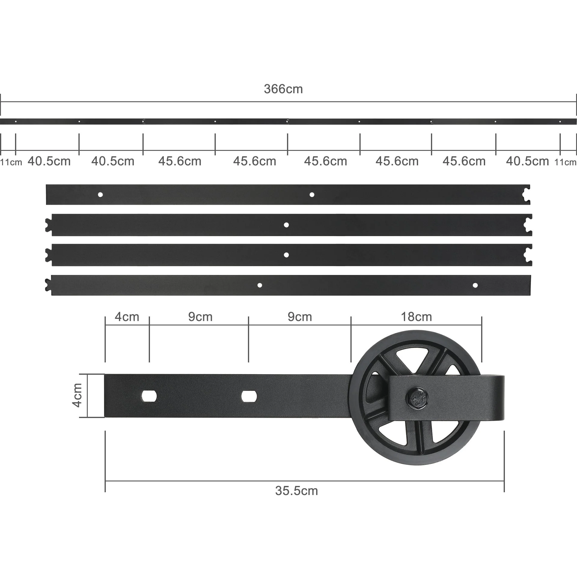 3.6m Sliding Barn Door Hardware Kit