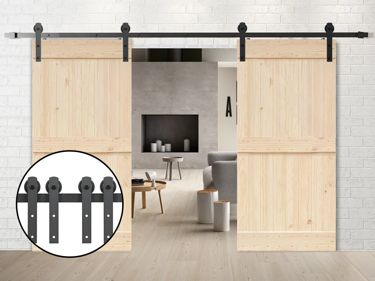 3.6m Sliding Barn Door Track Hardware Kit - Image 10
