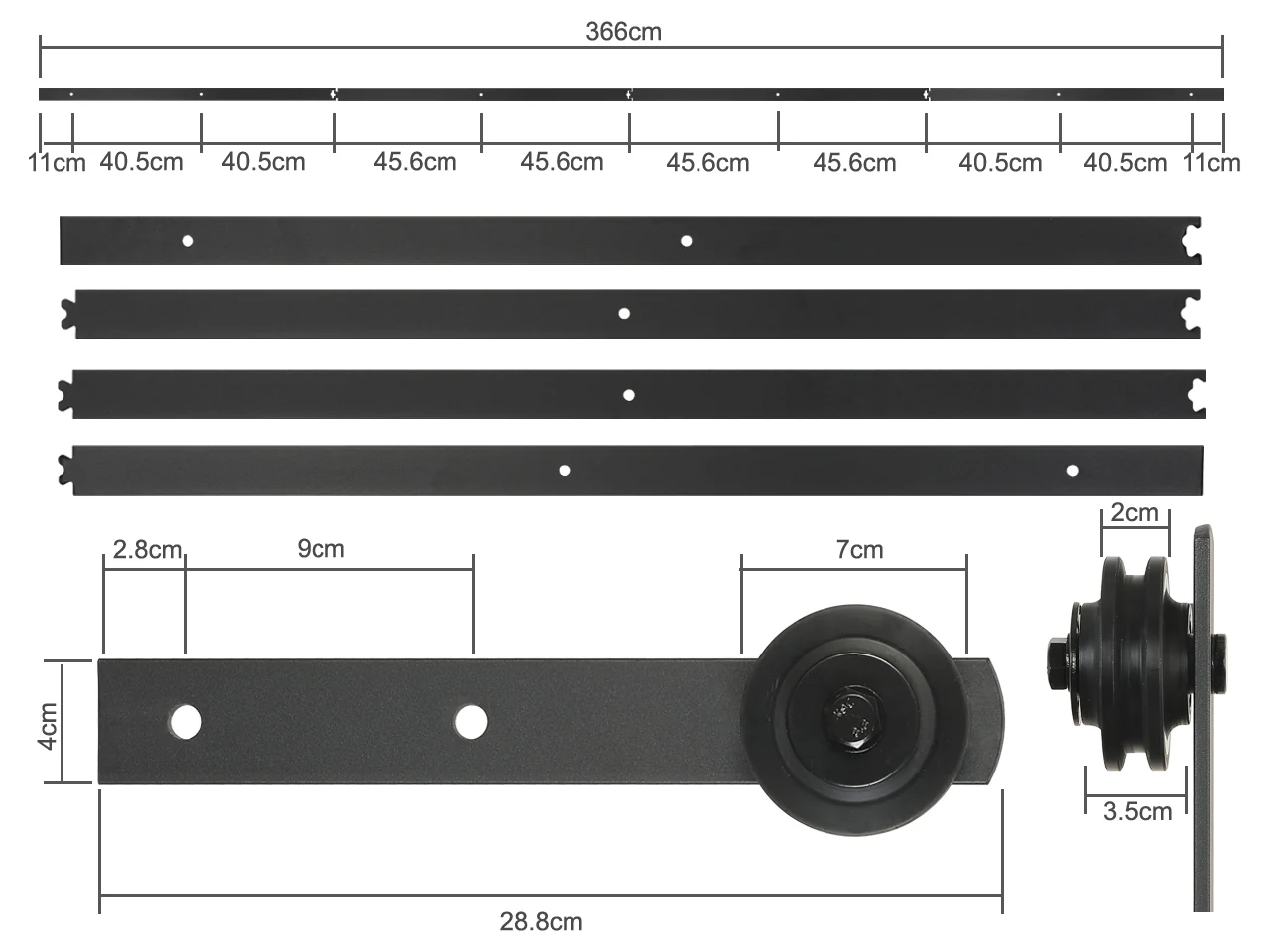3.6m Sliding Barn Door Track Hardware Kit - Image 12