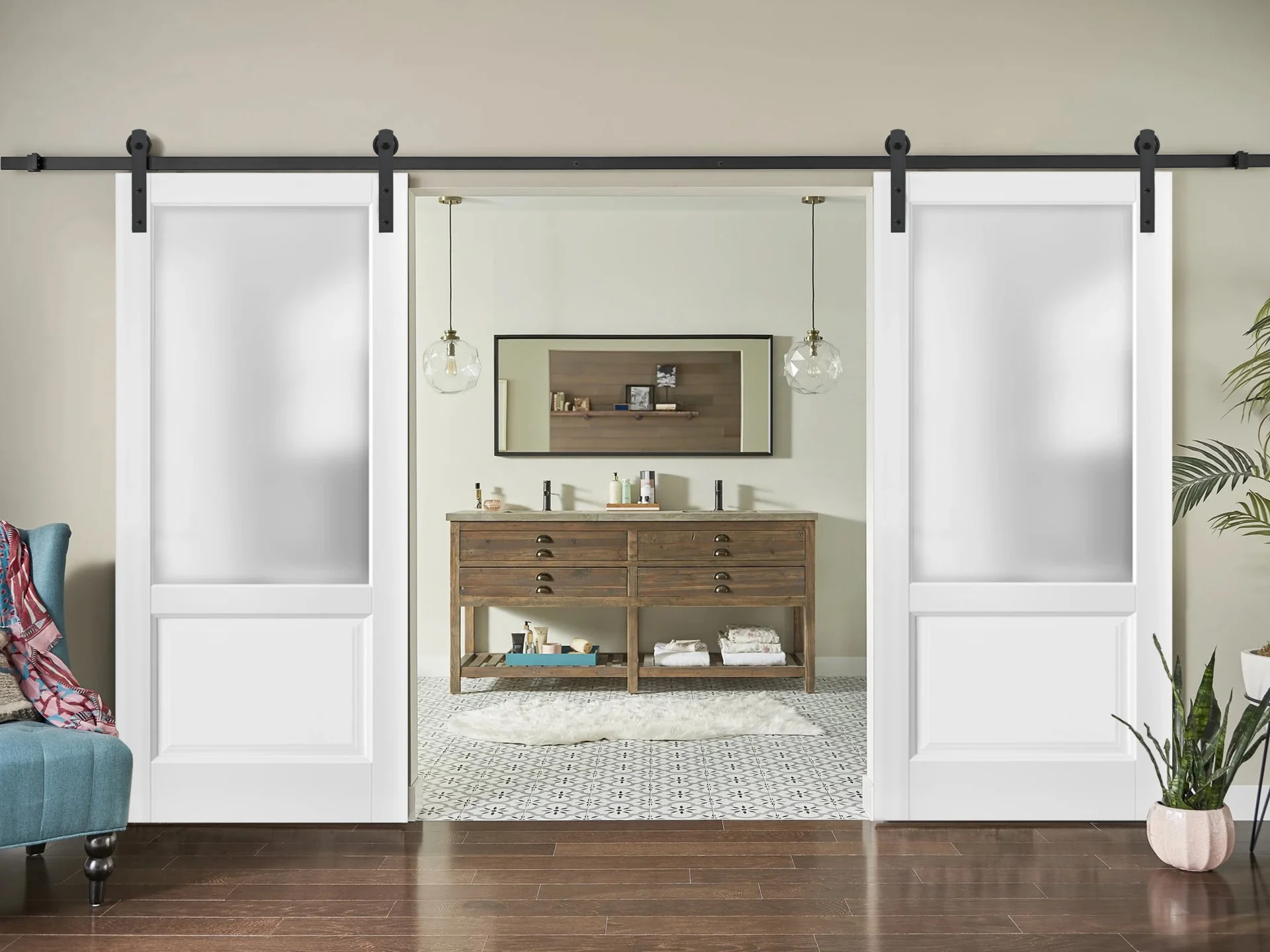3.6m Sliding Barn Door Track Hardware Kit - Image 2
