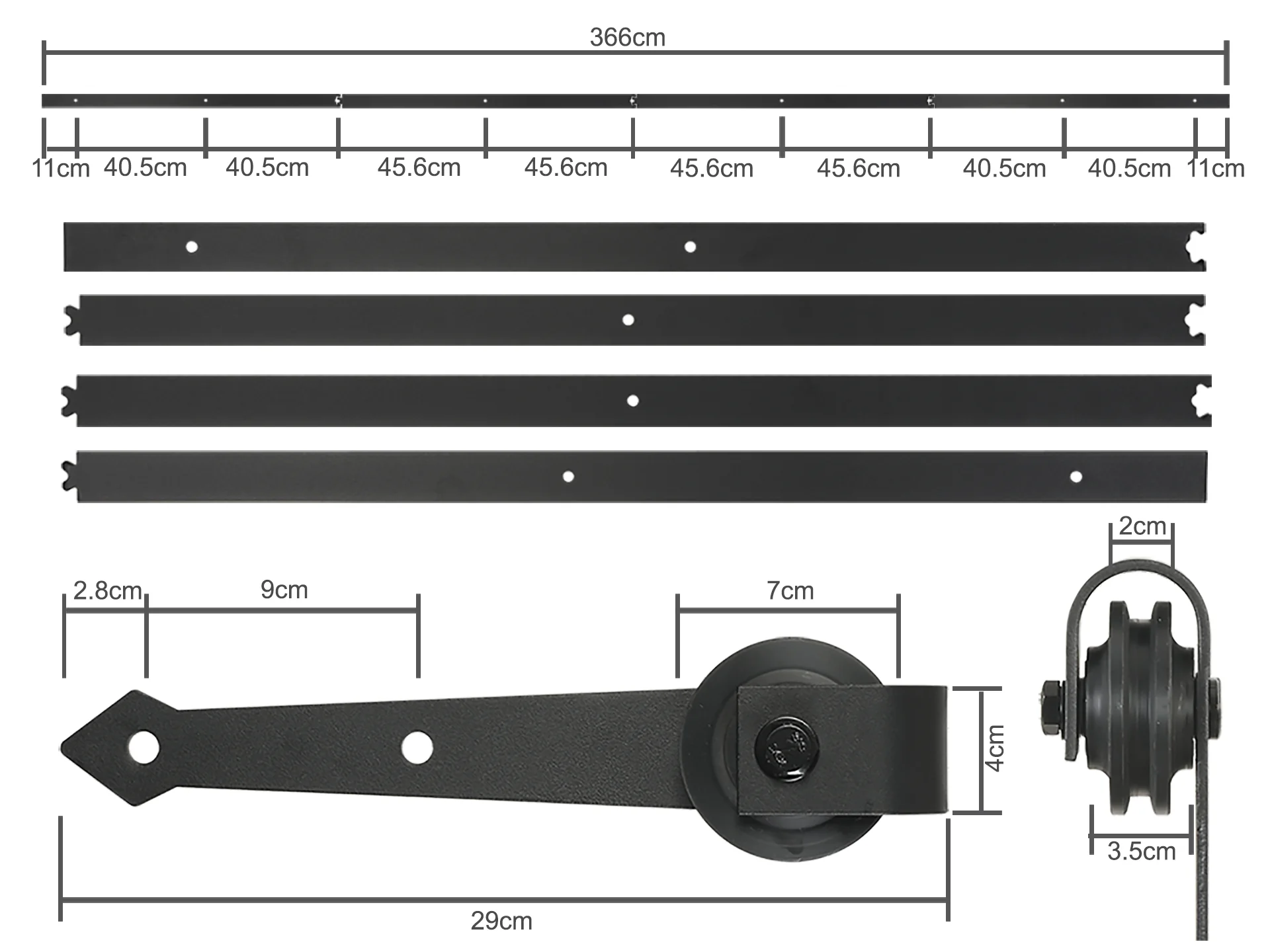 3.6m Sliding Door Barn Door Hardware Set - Image 8