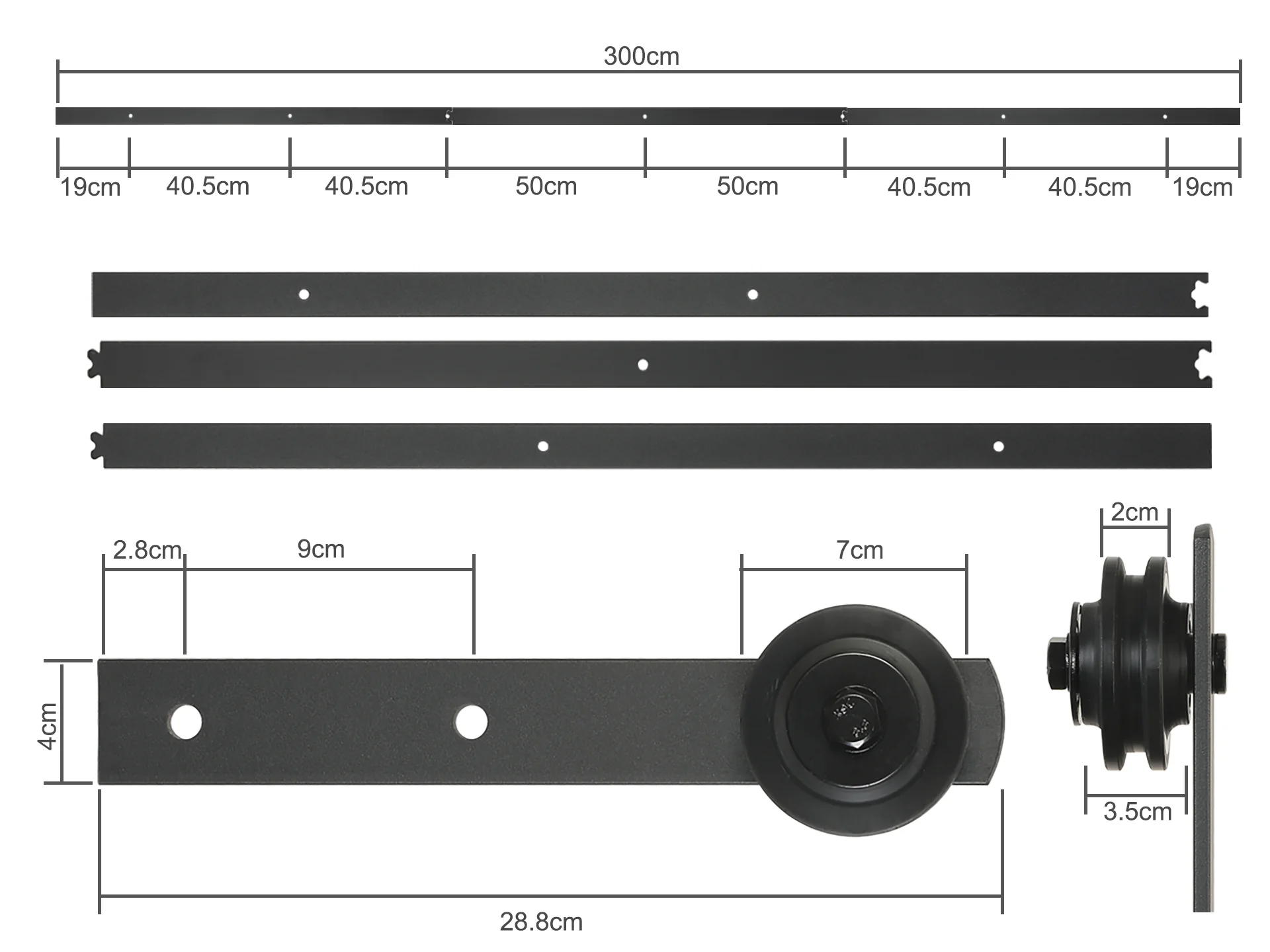3m Sliding Barn Door Track Hardware Kit - Image 9