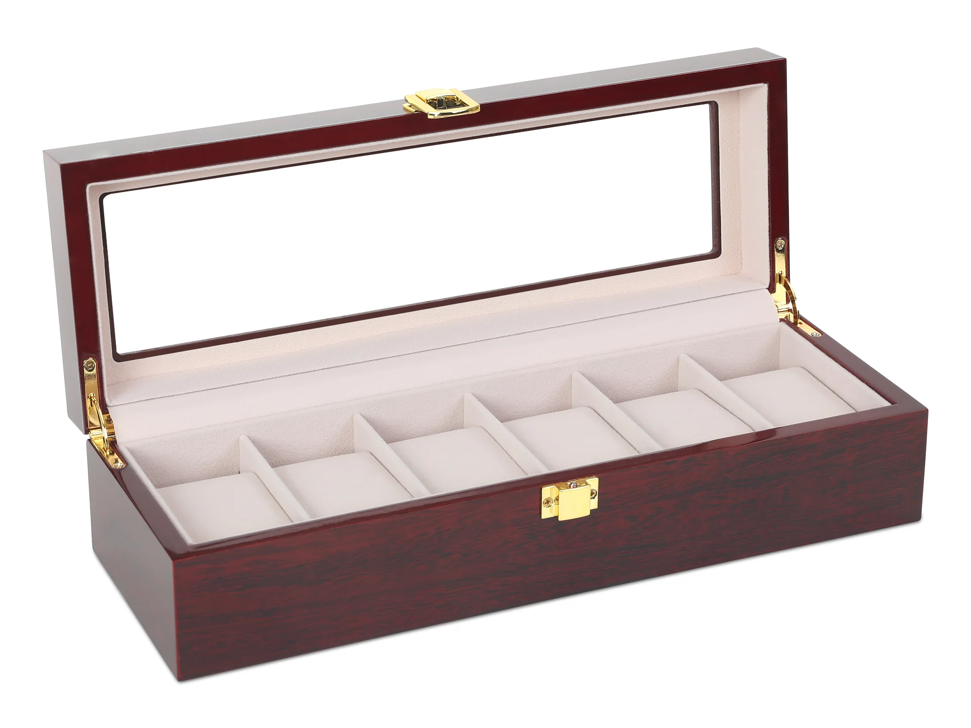 6 Slots Wooden Watch Storage Box Display Case - Image 2