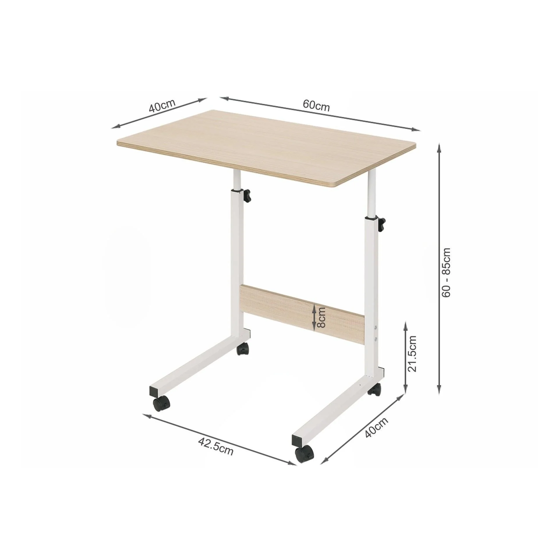 60 x 40cm Adjustable Laptop Stand Table - White - Image 13