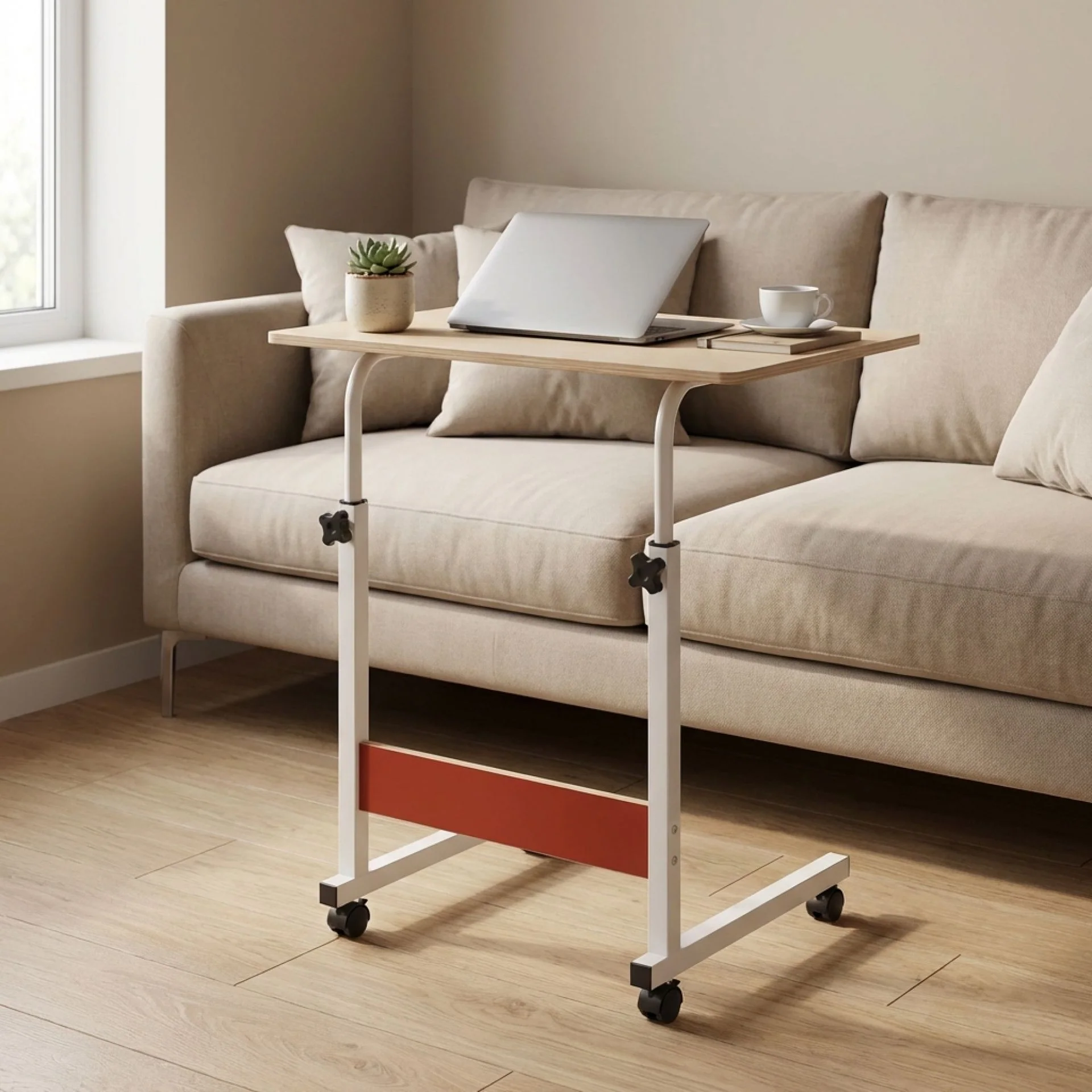 60 x 40cm Adjustable Laptop Stand Table - White - Image 3