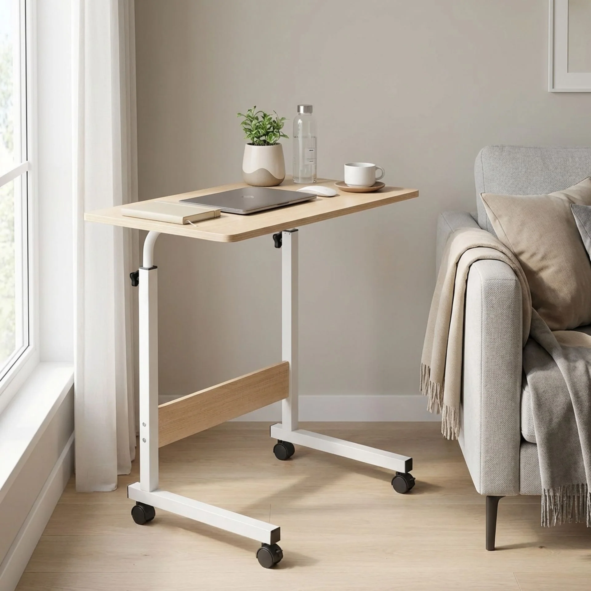 60 x 40cm Adjustable Laptop Stand Table - White - Image 4