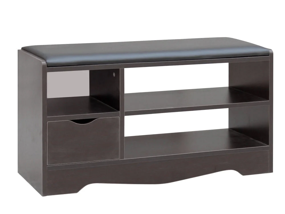 80CM Single Drawer Shoe Rack Bench - BLACK WALNUT - Image 3