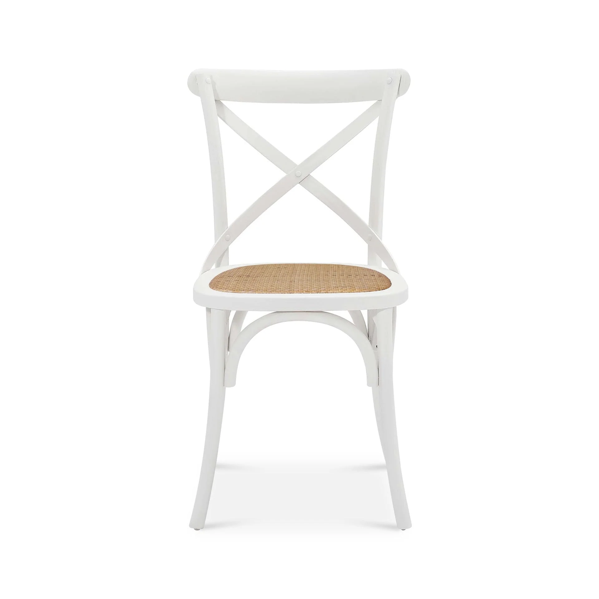 Aaron Dining Chair with Rattan Seat - Set of 2 - White - Image 3