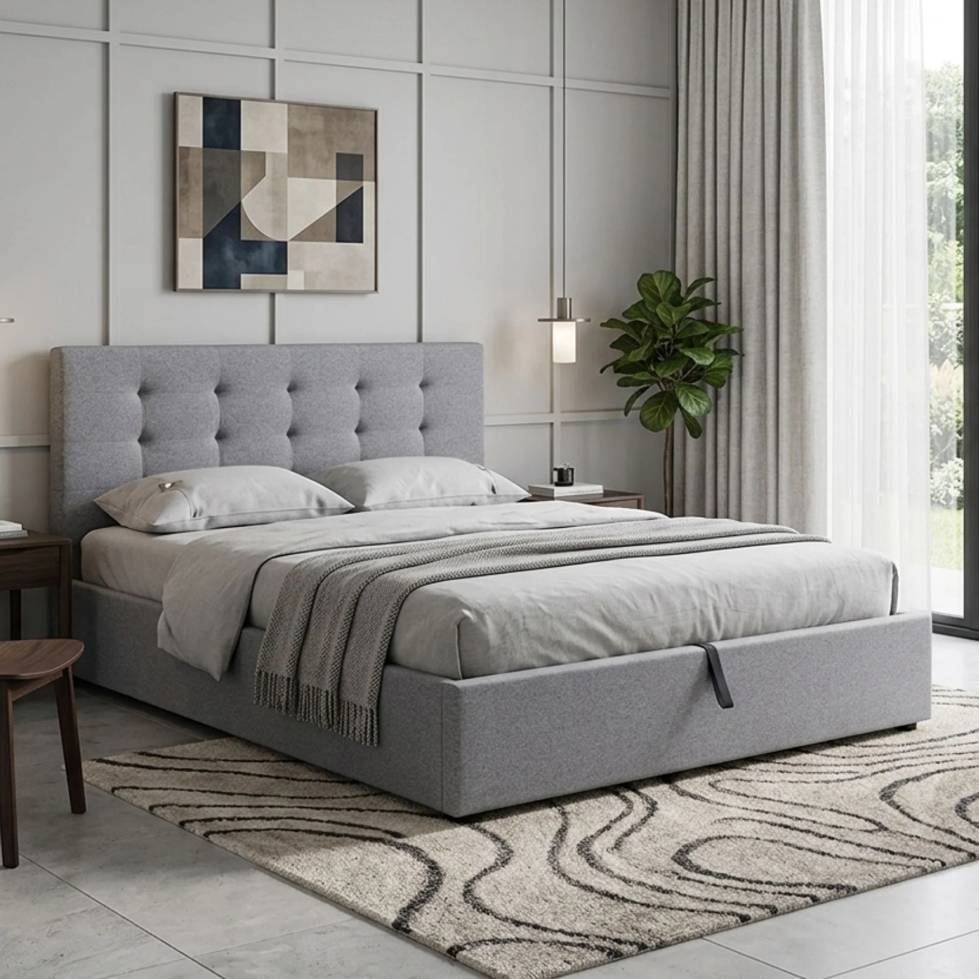 Abigail Double Gas Lift Bed Frame - Grey - Image 3
