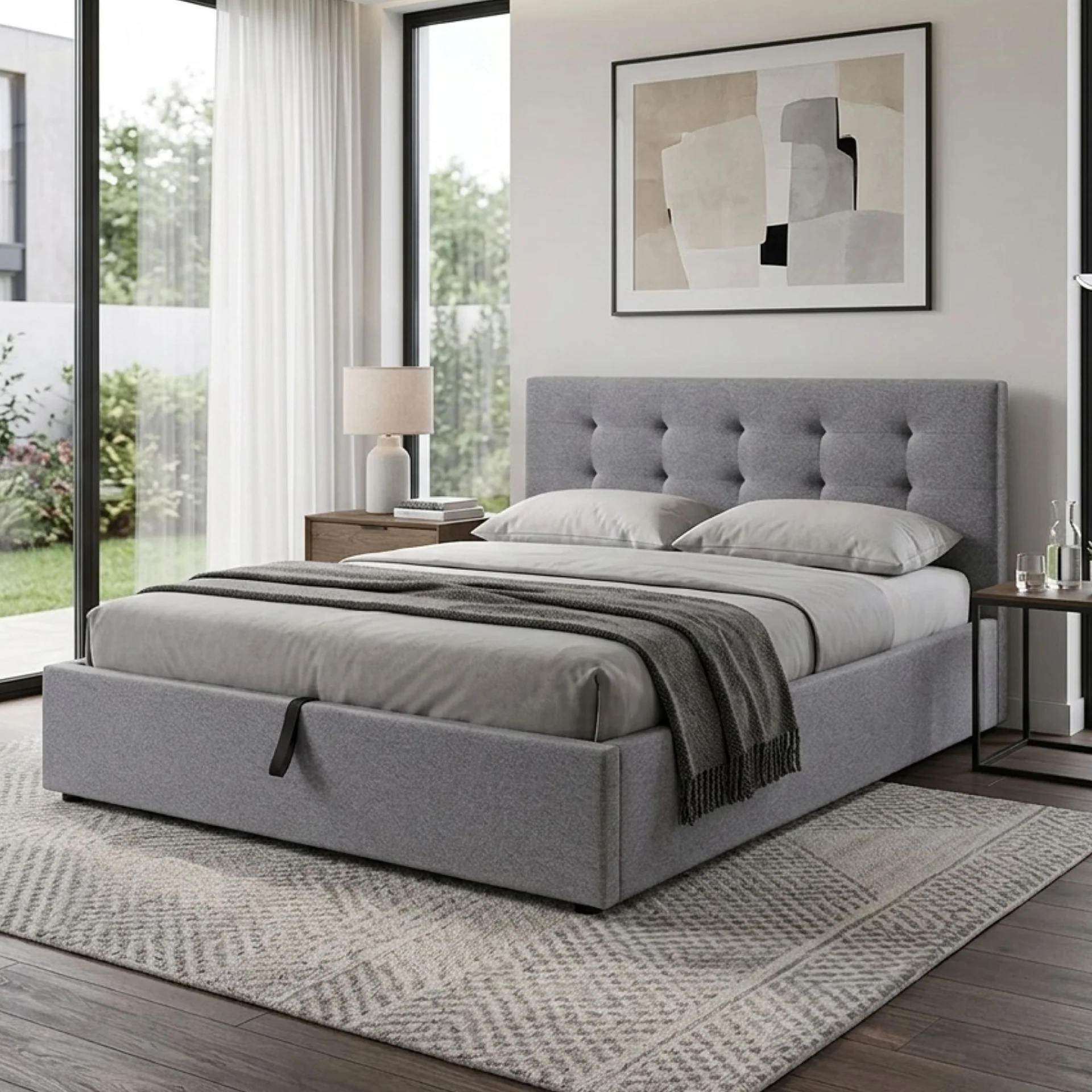 Abigail Double Gas Lift Bed Frame - Grey - Image 4