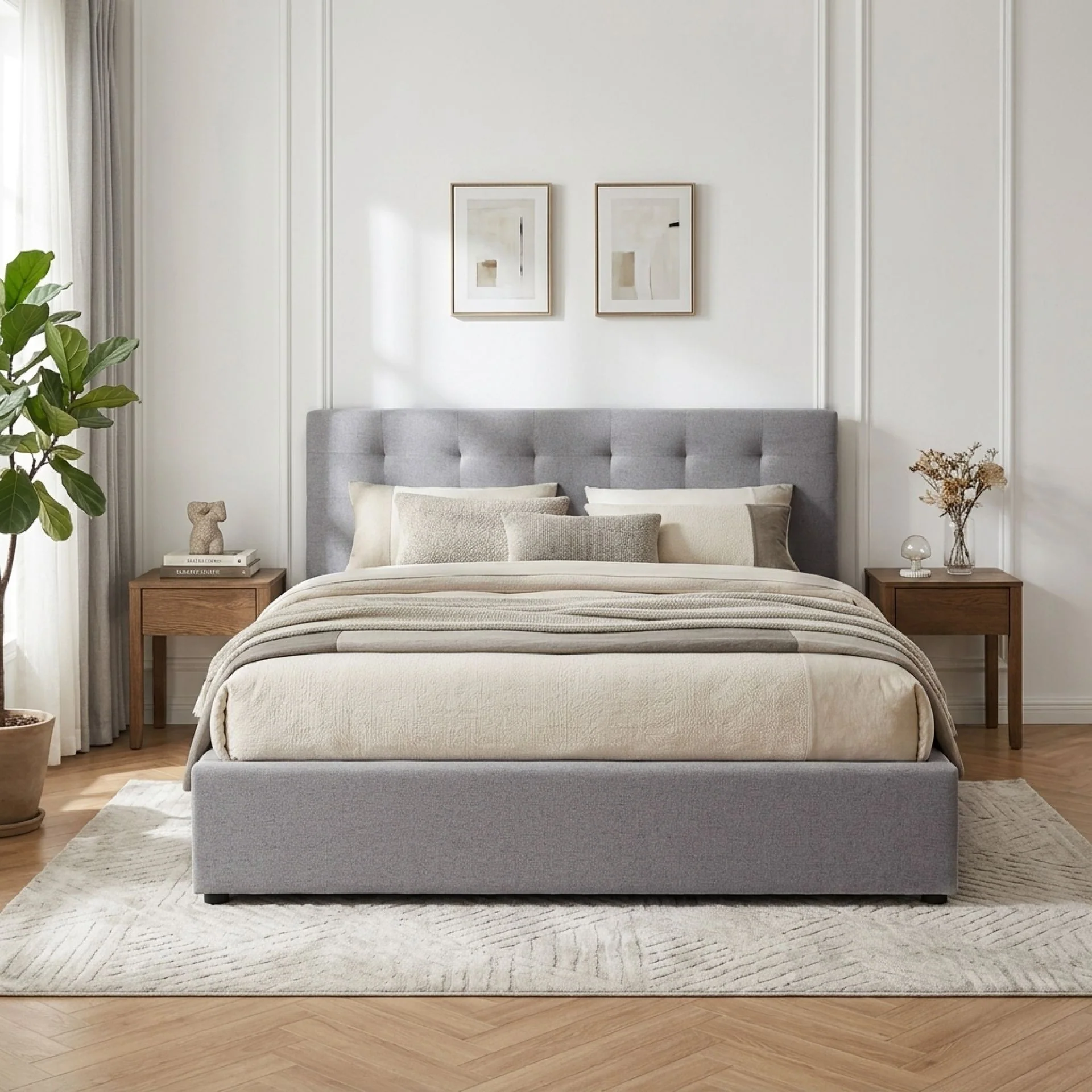 Abigail Queen Gas Lift Bed Frame - Grey - Image 3