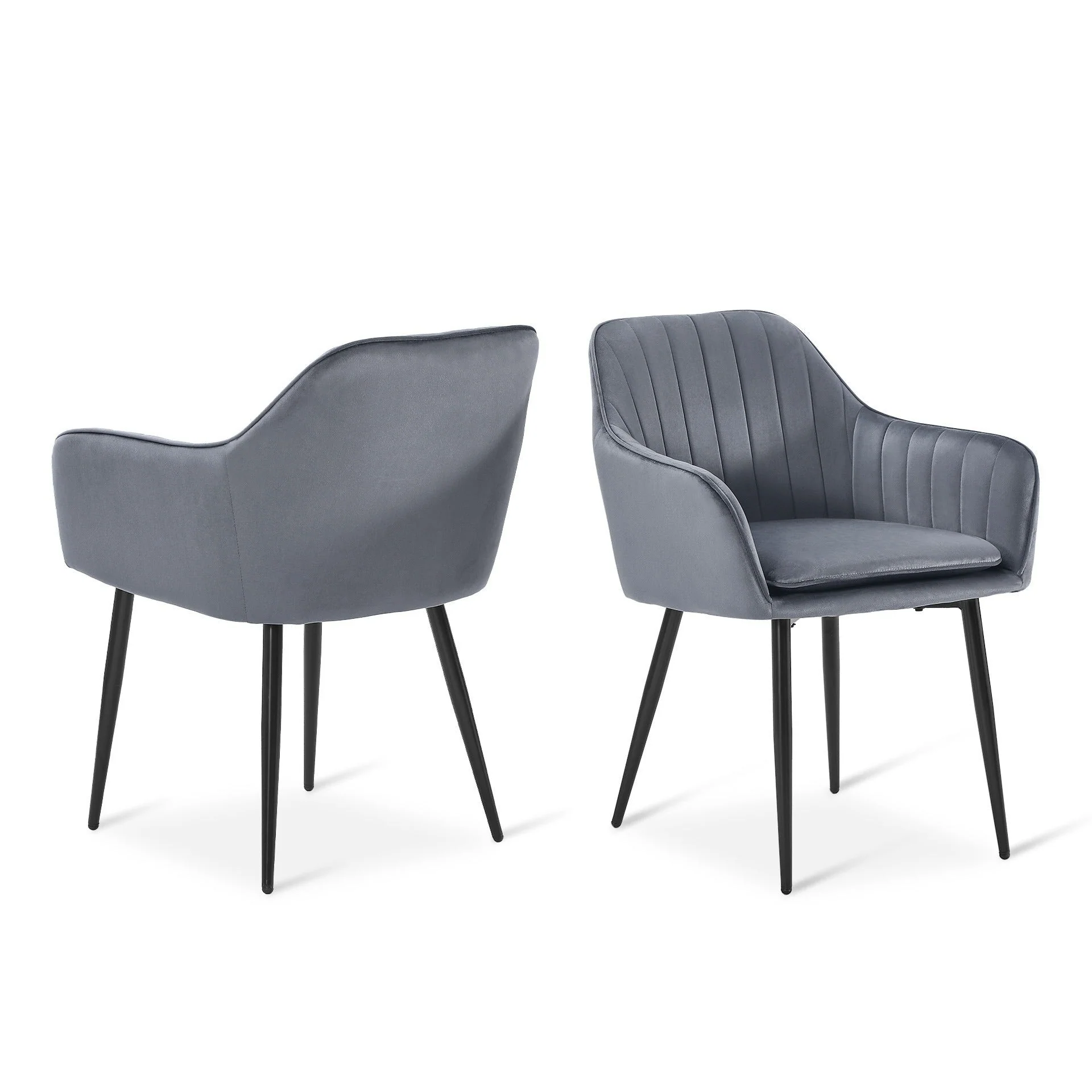 Adelaide Velvet Dining Chairs - Set of 2 - Dark Grey - Image 5