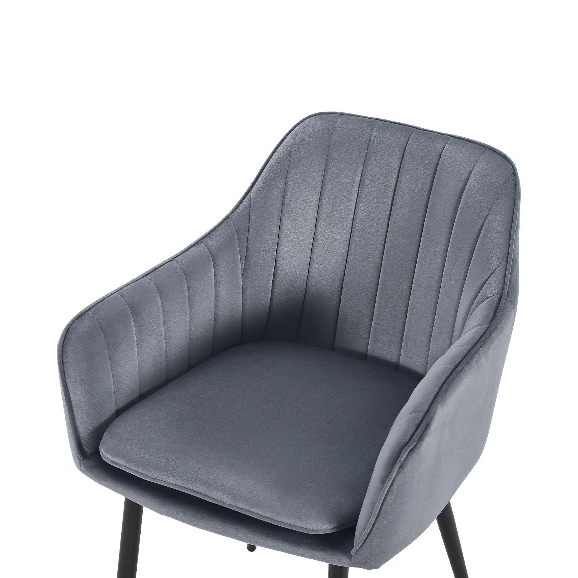 Adelaide Velvet Dining Chairs - Set of 2 - Dark Grey - Image 6