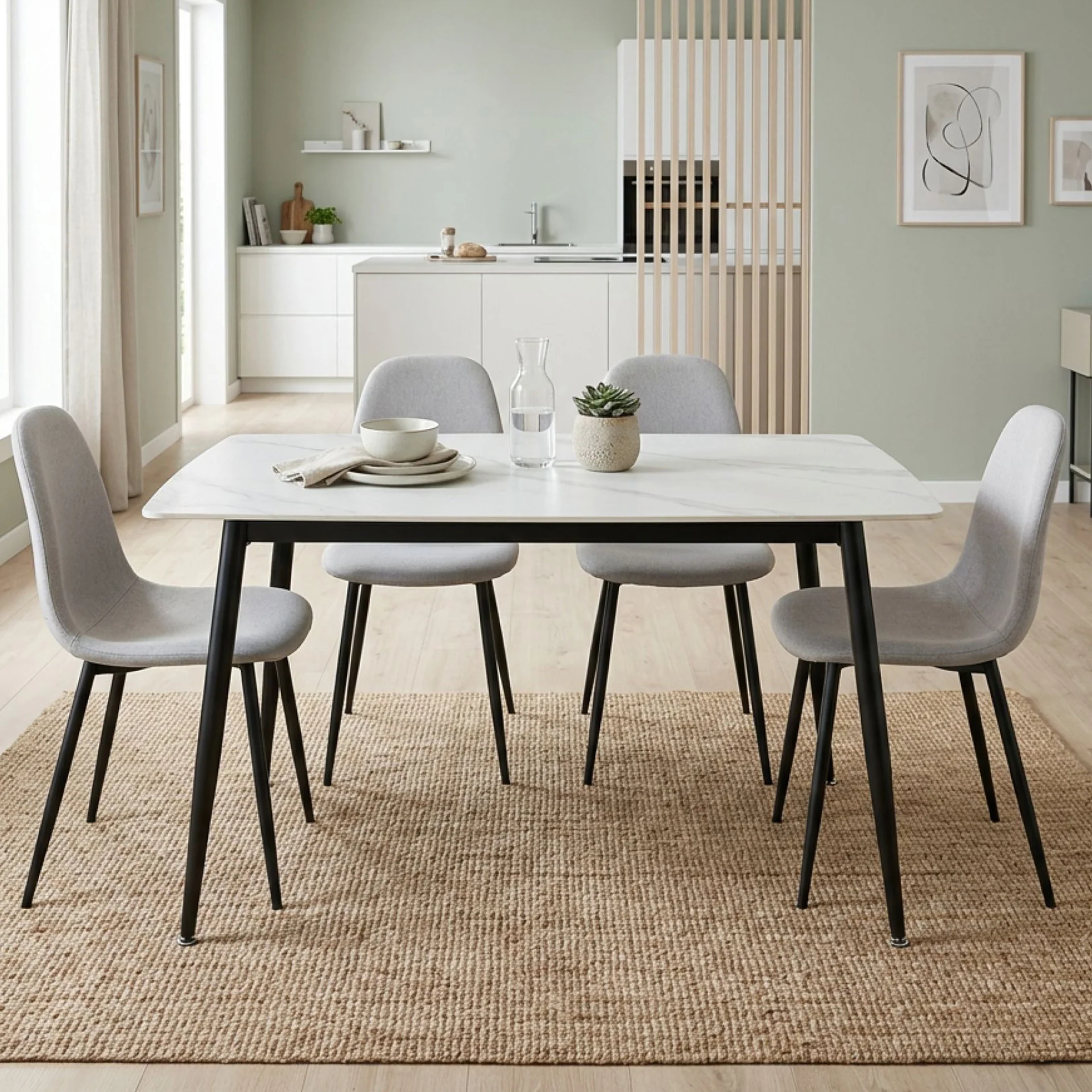 Adley Dining Table 140 x 80 x 75cm - White - Image 5