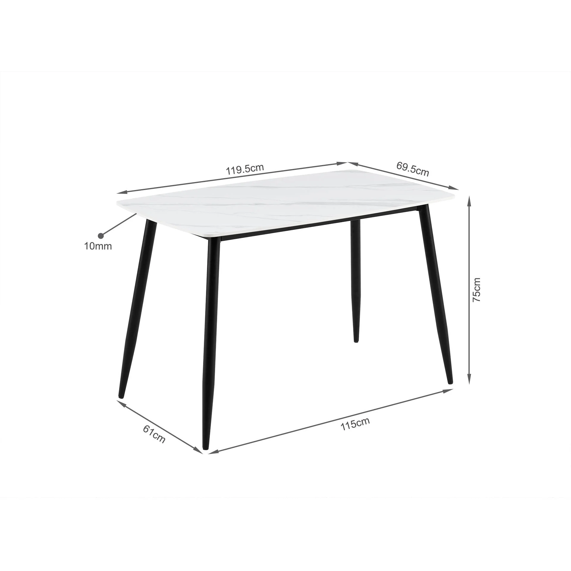Adley Matt Ceramic Dining Table 120 x 69.5cm - White - Image 10