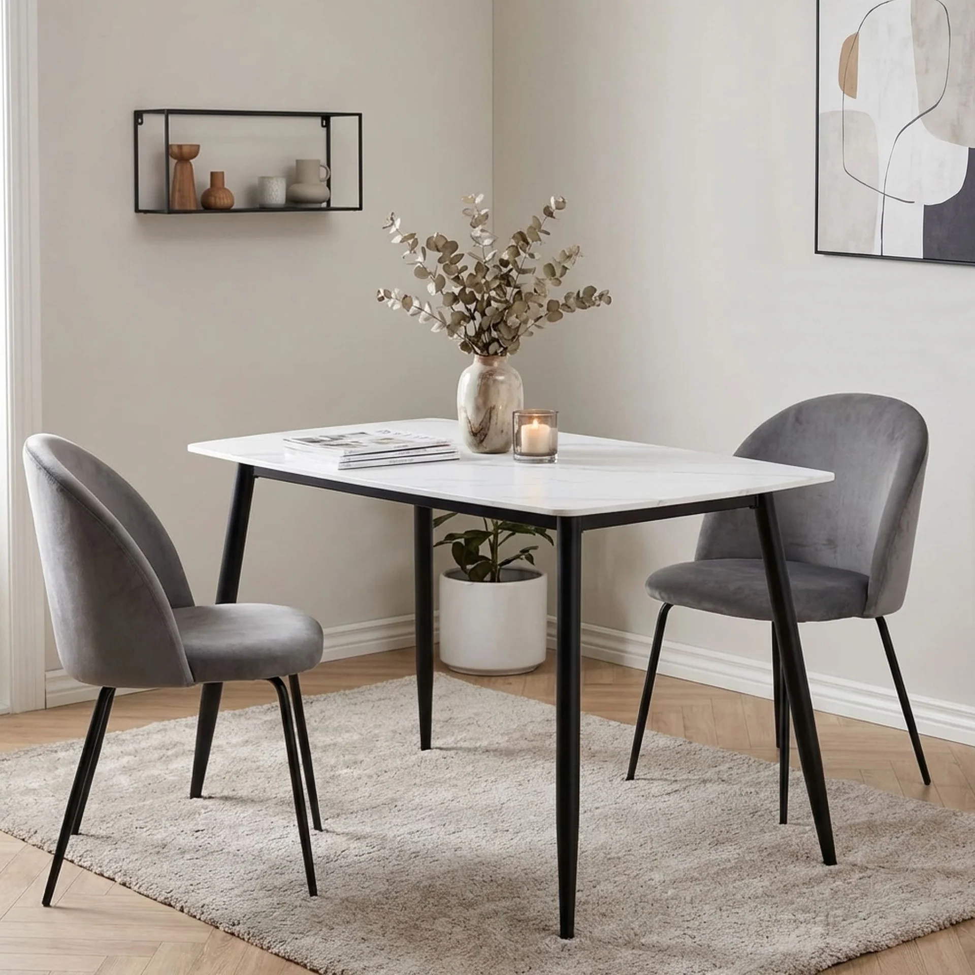 Adley Matt Ceramic Dining Table 120 x 69.5cm - White - Image 4